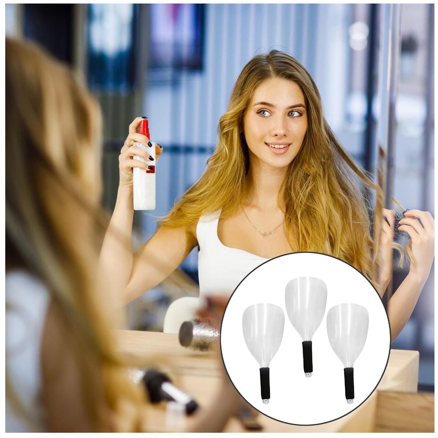 Paifeancodill Face Shield for Hairspray, Plastic Pro Barber Faces Shield, Handheld Hairspray Face Shields, Reusable Faces Protective Cover for Hairdresser Tools Protects Face during Hair Coloring image number 1