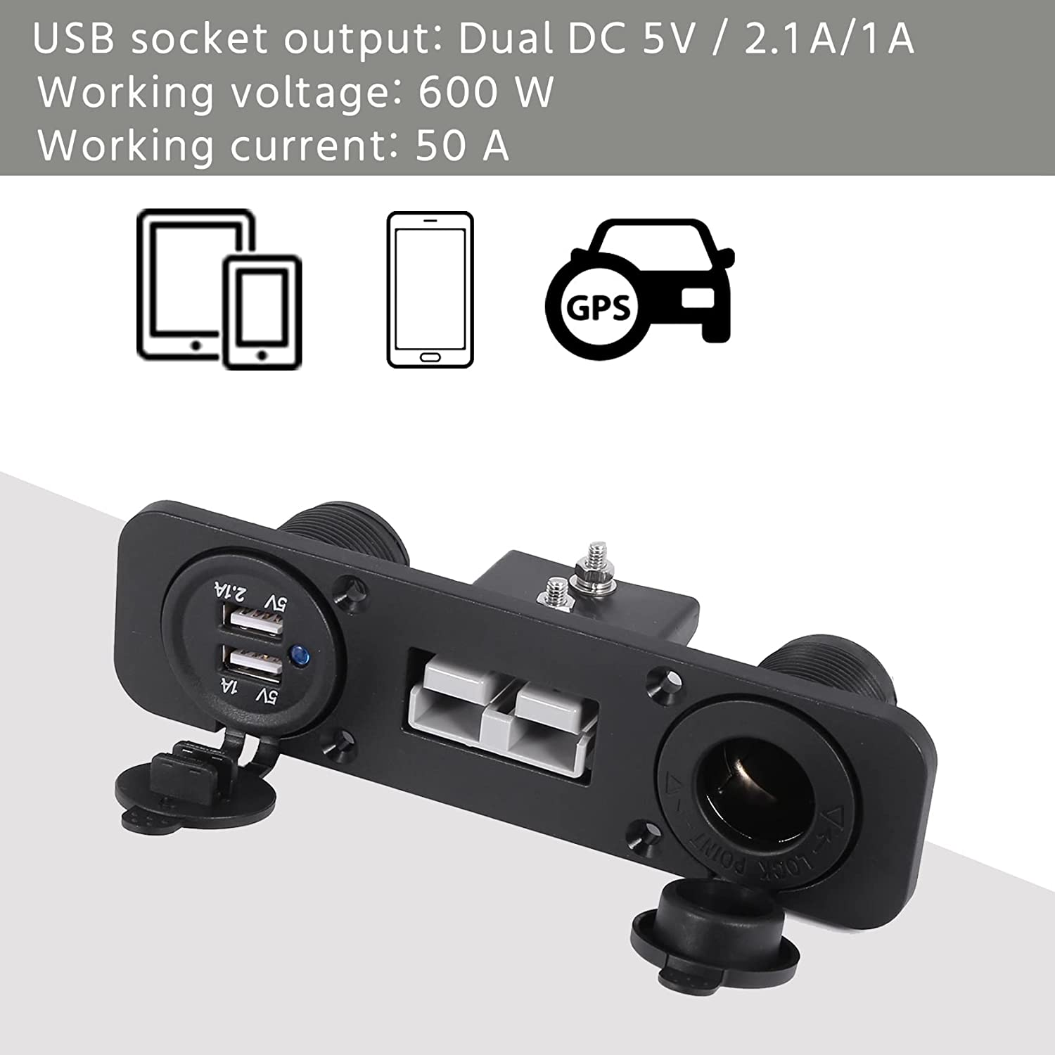 Bopfimer Flush Mount for Anderson Plug Socket Double USB Charger Socket Panel for Caravan Boat Truck image number 2