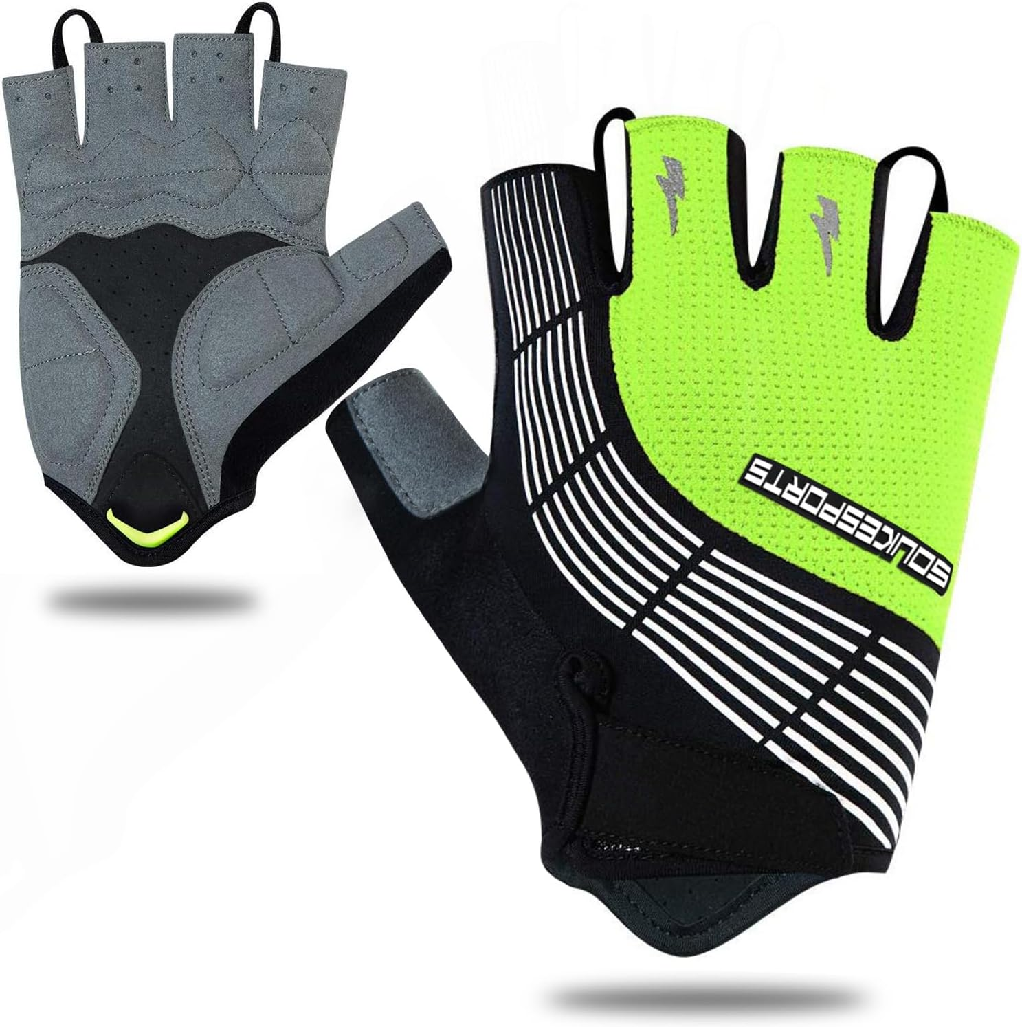 Souke Sports Cycling Bike Gloves Padded Half Finger Bicycle Gloves Shock-Absorbing Anti-Slip Breathable MTB Road Biking Gloves for Men/Women