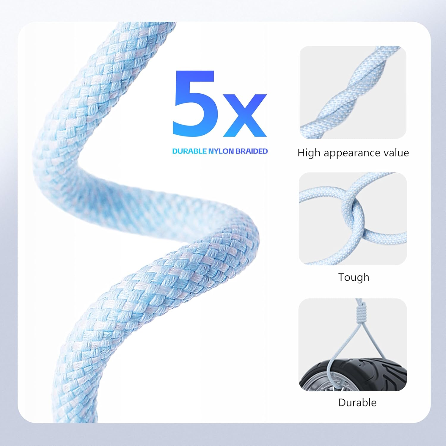 MTF' Lightning Compatible, 2 Pack USB C to Lightning + USB a to Lightning, 1M, Nylon Braided, Black & Blue Colors, 480 Gbps, Compatible with Apple Iphone Pro Ipad Macbook Pro image number 5