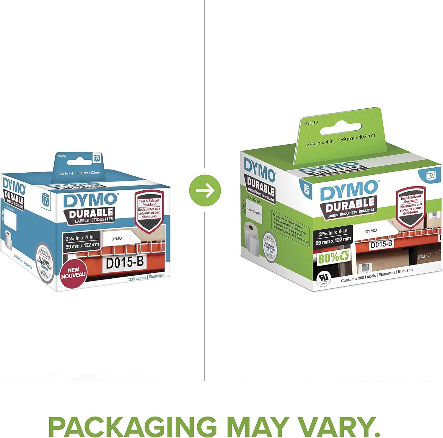 DYMO Label Writer Durable Polypropylene Label, 59 Mm X 102 Mm, White, 300 Count image number 2