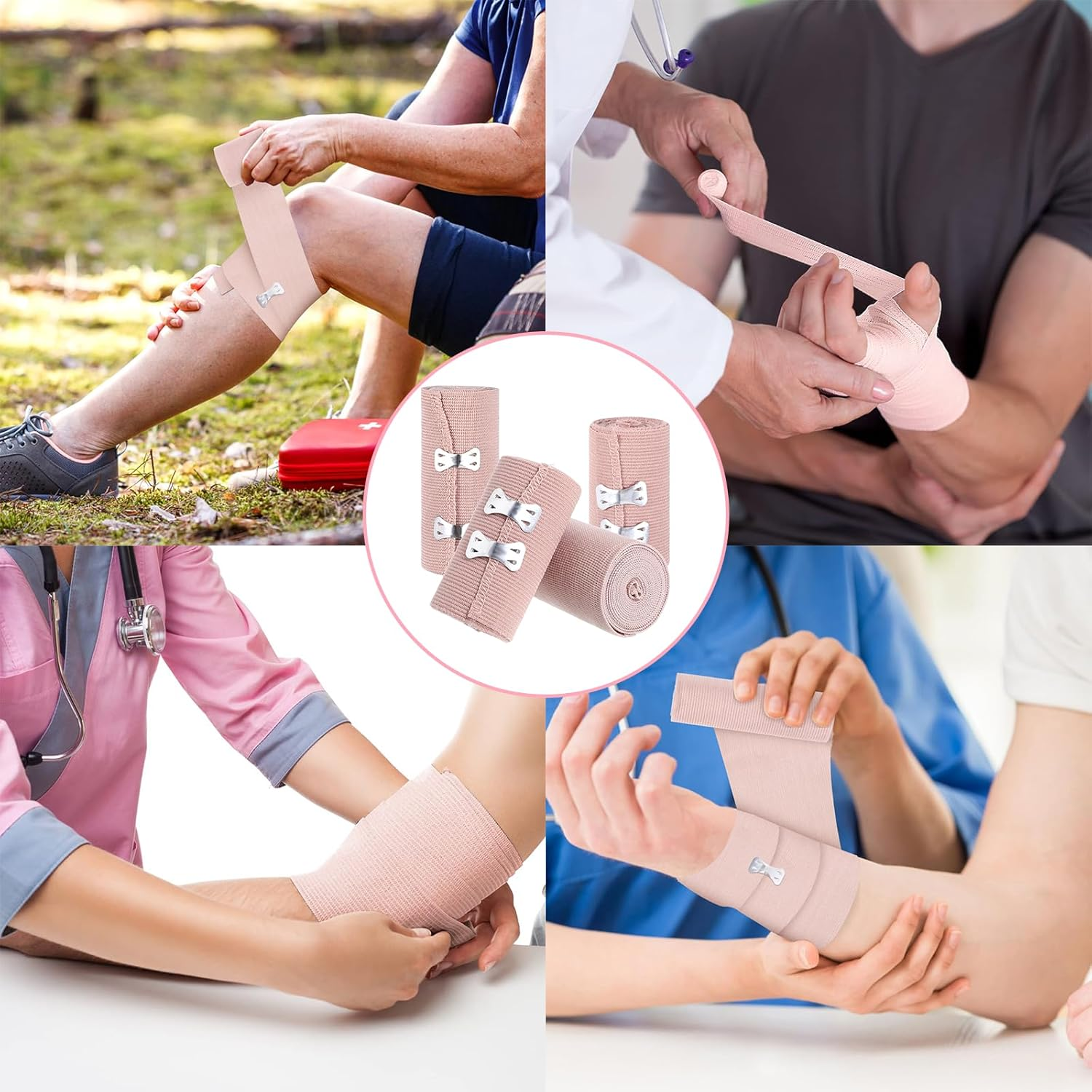 2 Pcs Compression Elastic Bandage, Elastic Bandage Wrap for Knee, Foot, Legs, Wrist, Arm, Ankle, Thigh, Calf - 10Cm X 450Cm (Length after Stretching: 450Cm) image number 5