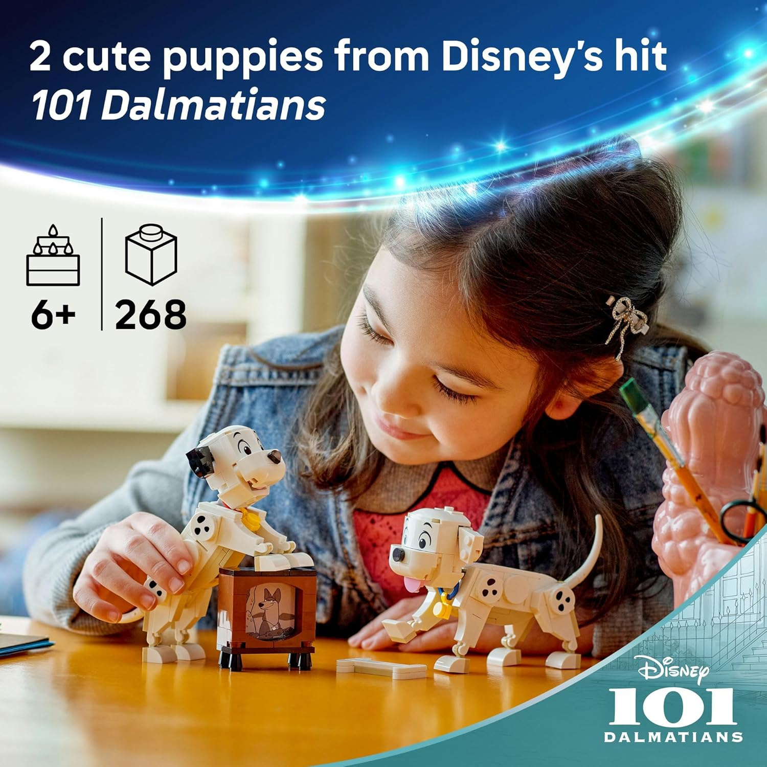 LEGO&reg; Disney Lucky & Penny 101 Dalmatians Puppies 43271 Building & Construction Toy, Buildable Toy Character for Kids Aged 6+, Fun Playset for Girl, Boys or Fans, Kids Toys for Girls 6-8 image number 1