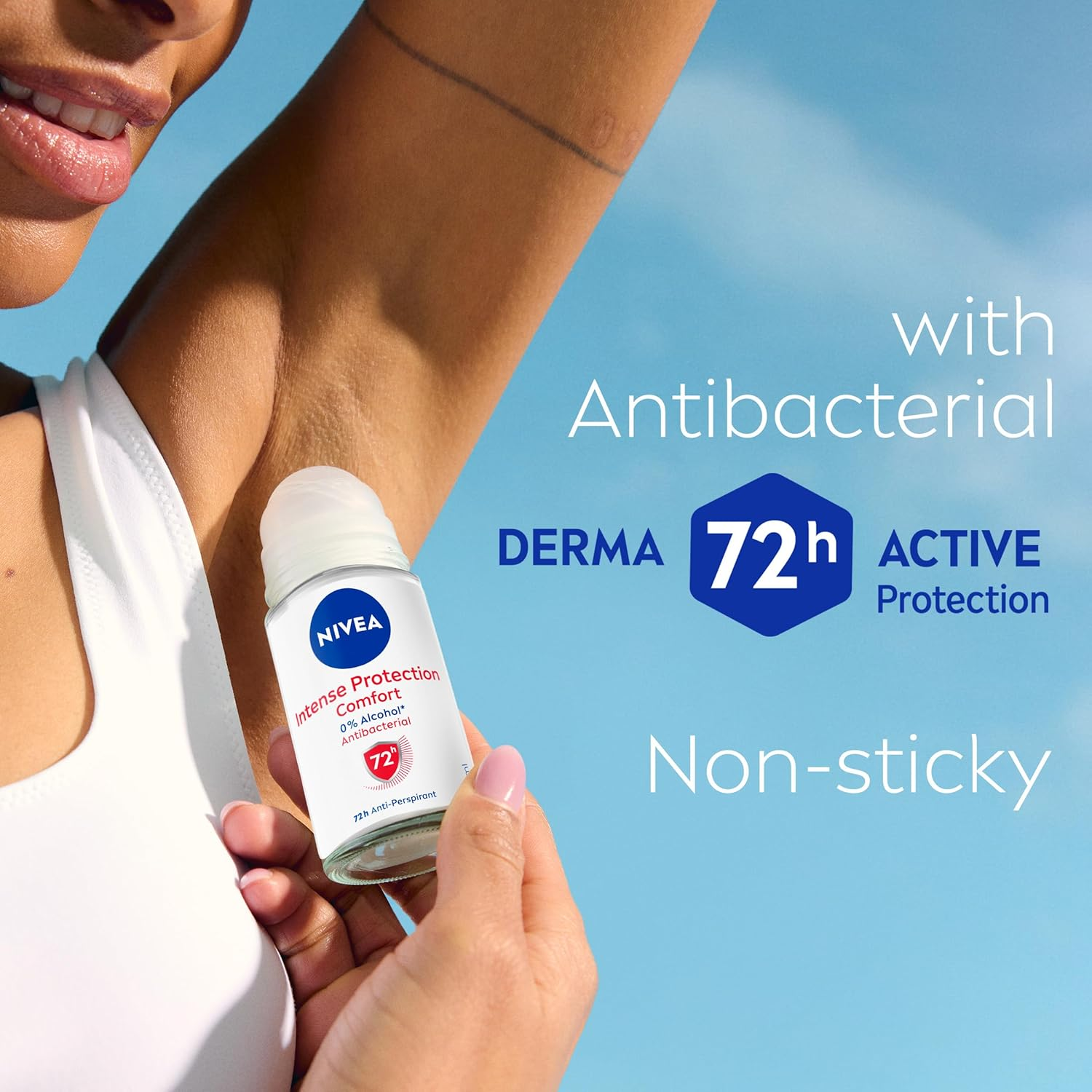 NIVEA Intense Protection Comfort Anti-Perspirant Roll-On Deodorant 50Ml | High Strength Deodorant for Women | 72-Hour Sweat & Odour Protection | Long-Lasting Freshness | Clean Citrus Scent image number 6