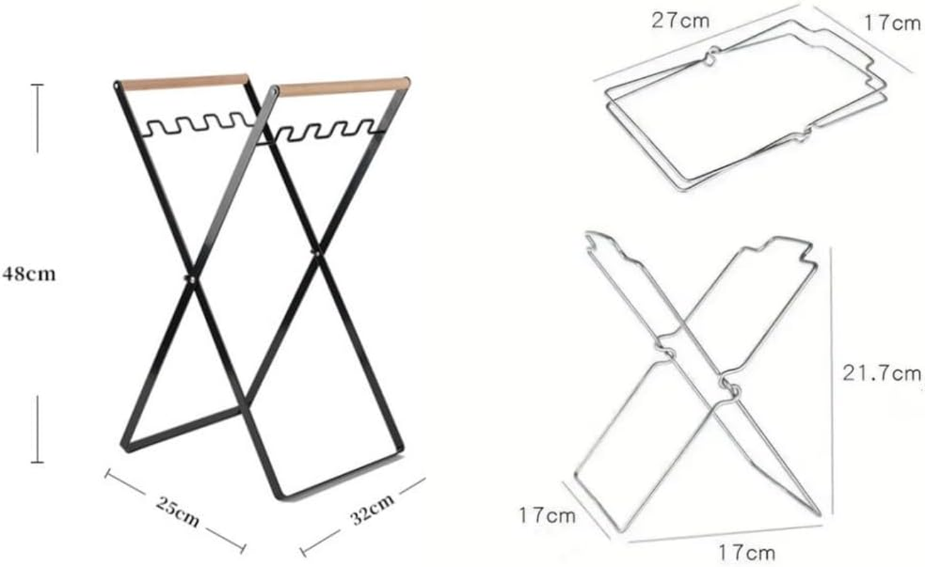 2 Pcs Portable Trash Holder,Outdoor Barbecue Garbage Rack, Camping Garbage Bag Rack, Folded Plastic Bag Holder, Stainless Steel Hanging Rack, with Wooden Handle Iron Art Rubbish Bag Hanging Bracket image number 6
