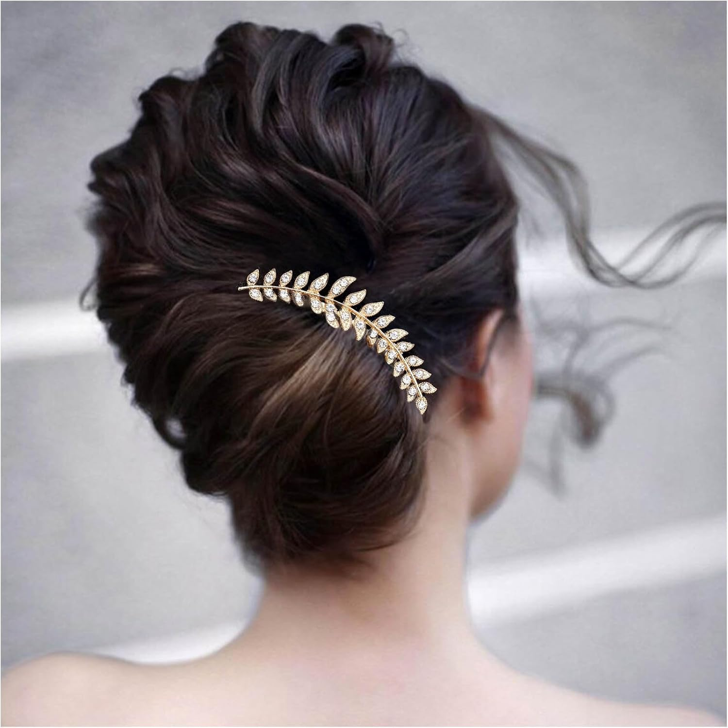 Enautoabs Vintage Gold Leaf Wedding Hair Comb Crystal Leaf Side Comb Large Metal Leaves Hairpiece Bridal Headwear Decorative Accessories for Women Headpiece