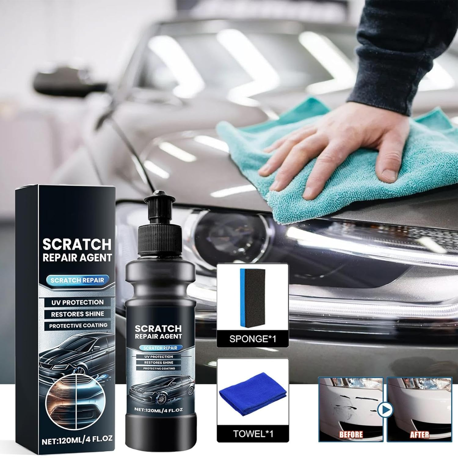 Scratch Remover for Vehicles - Automotive Scratch Remover - 120ML Coating Repair Wax Polisher for Detailing Finish Restoration Auto RV Boat Motorcycle Tractor Truck Marine image number 4