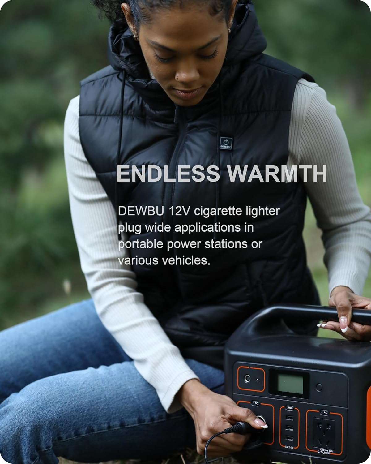 DEWBU Heated Jacket Wire, Connection Cables, Cigarette Lighter Plug with 12 Volt Male Cigar Plug for Heated Apparel, Link Outdoor Mobile Power and Allowing for near Endless Warmth(4.92Ft)