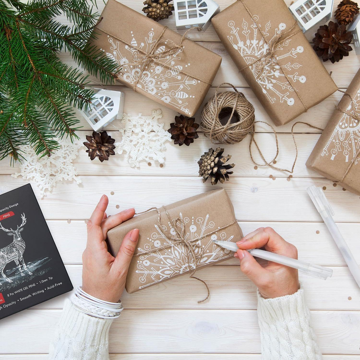 6PCS White Paint Pen for Art with 0.8Mm Fine Point Tip,Ideal for Art Painting and Highlighting image number 4