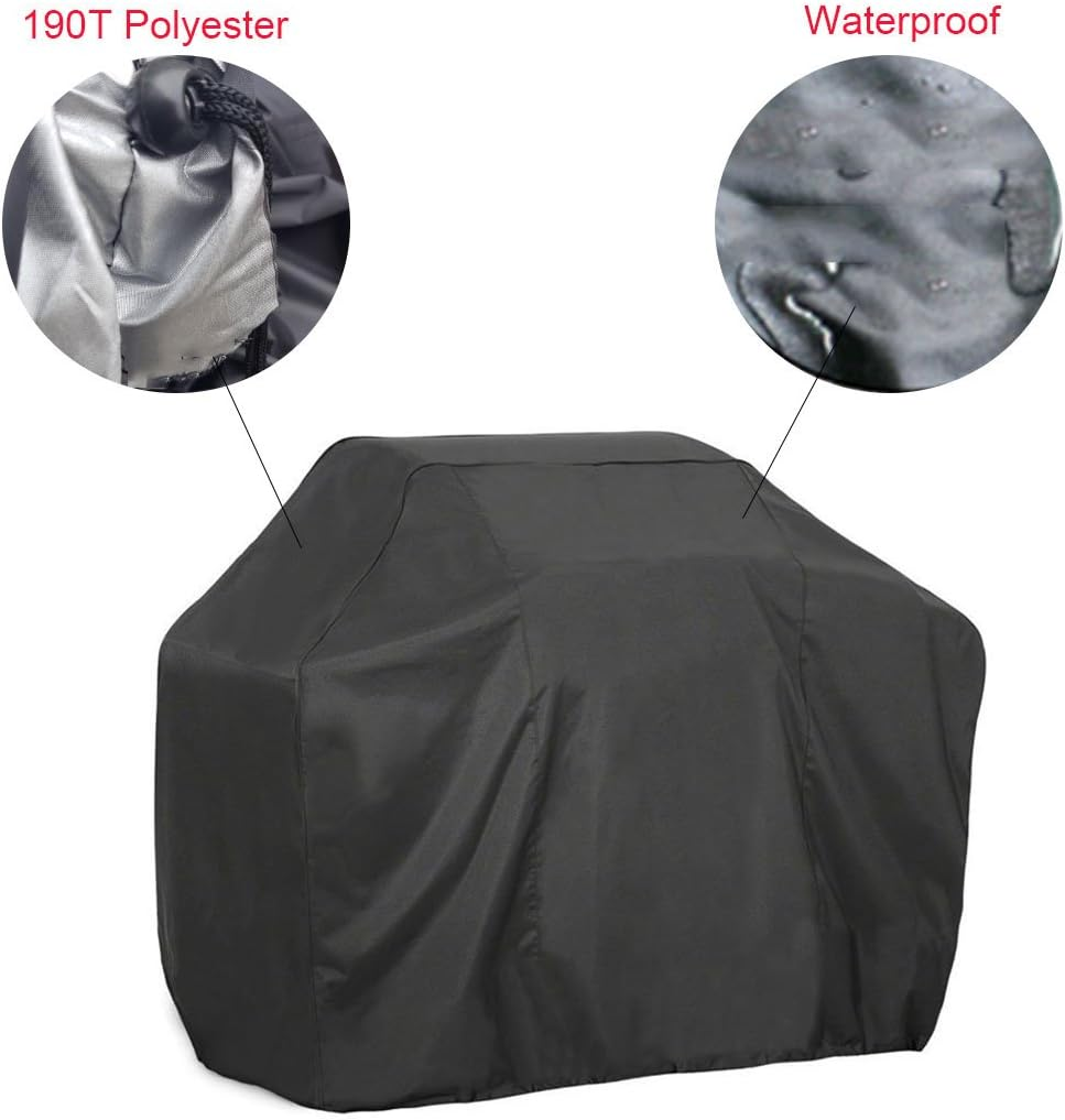 FLR BBQ Grill Cover 74 Inch Black Waterproof Dust-Proof Grill Cover Fading Resistant BBQ Grill Covers for Holland Weber Brinkmann Jenn Air and Char Broil image number 5