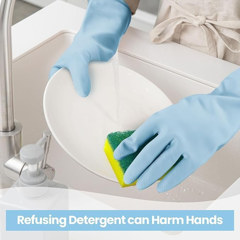Rubber Cleaning Gloves 6 Pairs Heavy Duty Rubber Gloves Waterproof & Chemical Resistant for Dishwashing, Cleaning, Automotive & More!