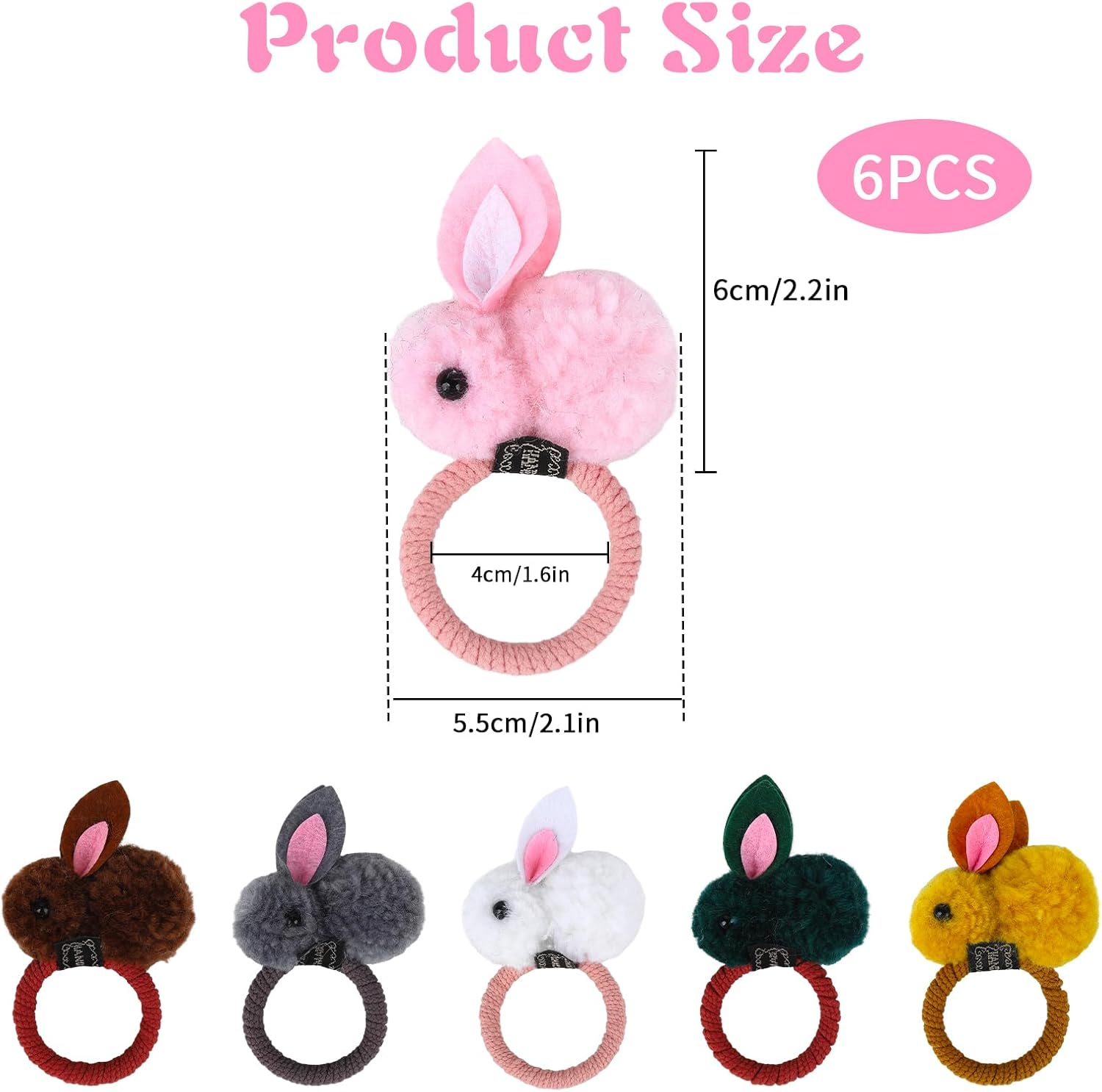Plush Faux Fur Hair Bobbles Cute Elastic Hair Bobbles for Girls, Rabbit Hair Bobbles Elastic Hair Ring, Colourful Hair Accessories Hair Rope, Hair Bobbles Made of Faux Fur, Rabbit Hair Band image number 2