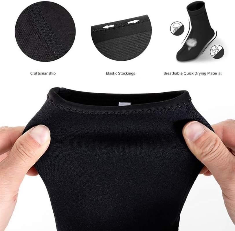 AIMALL 3Mm Neoprene Diving Surfing Swim Wetsuit Snorkeling Boots Watersport Socks, Adjustable Ankle Straps, Sizes S-XL image number 1