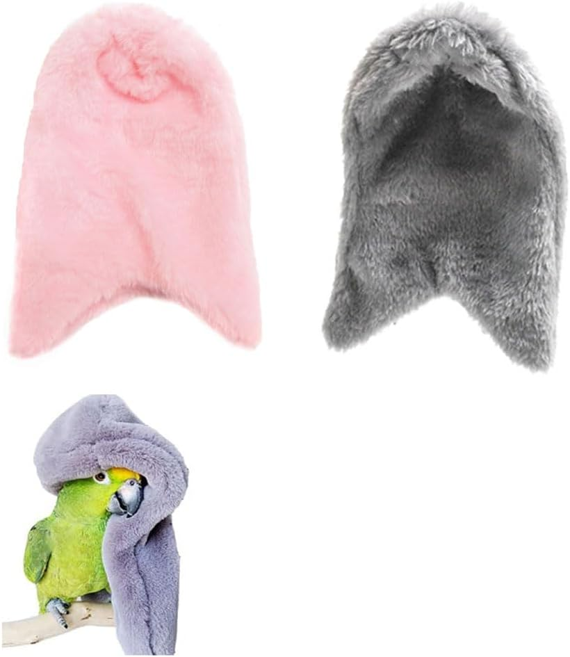 Armastuse Cozy Corner Fleece Bird Blanket,Small Animals Shelter Covers Plush Bedding for Parakeet Cockatiel Lovebirds Pigeon (Grey + Pink) image number 3