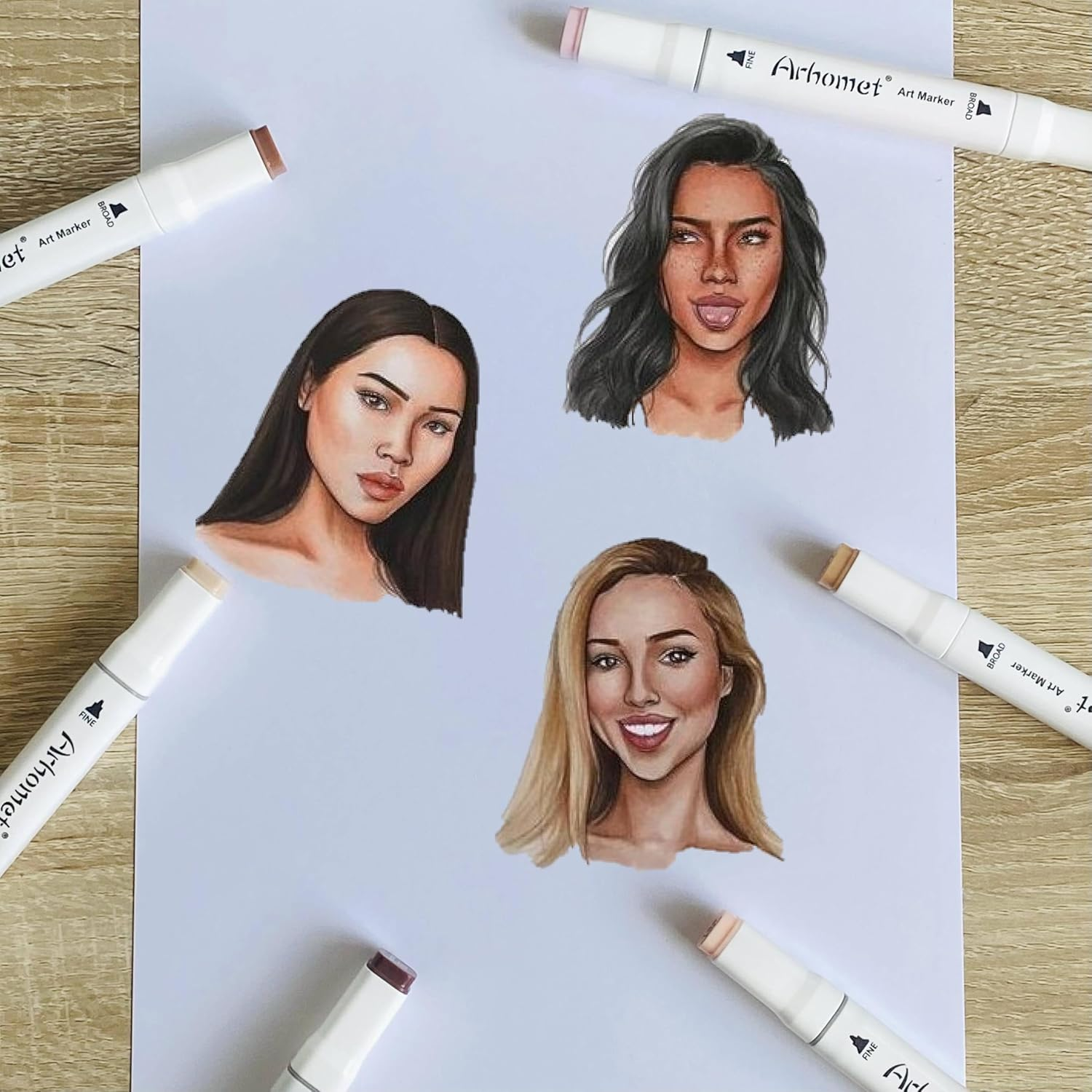 6Pcs Skin Tone Alcohol Markers,Dual Double Tips Art Markers Drawing Sketched for Adult Brginner(Skin Tone)