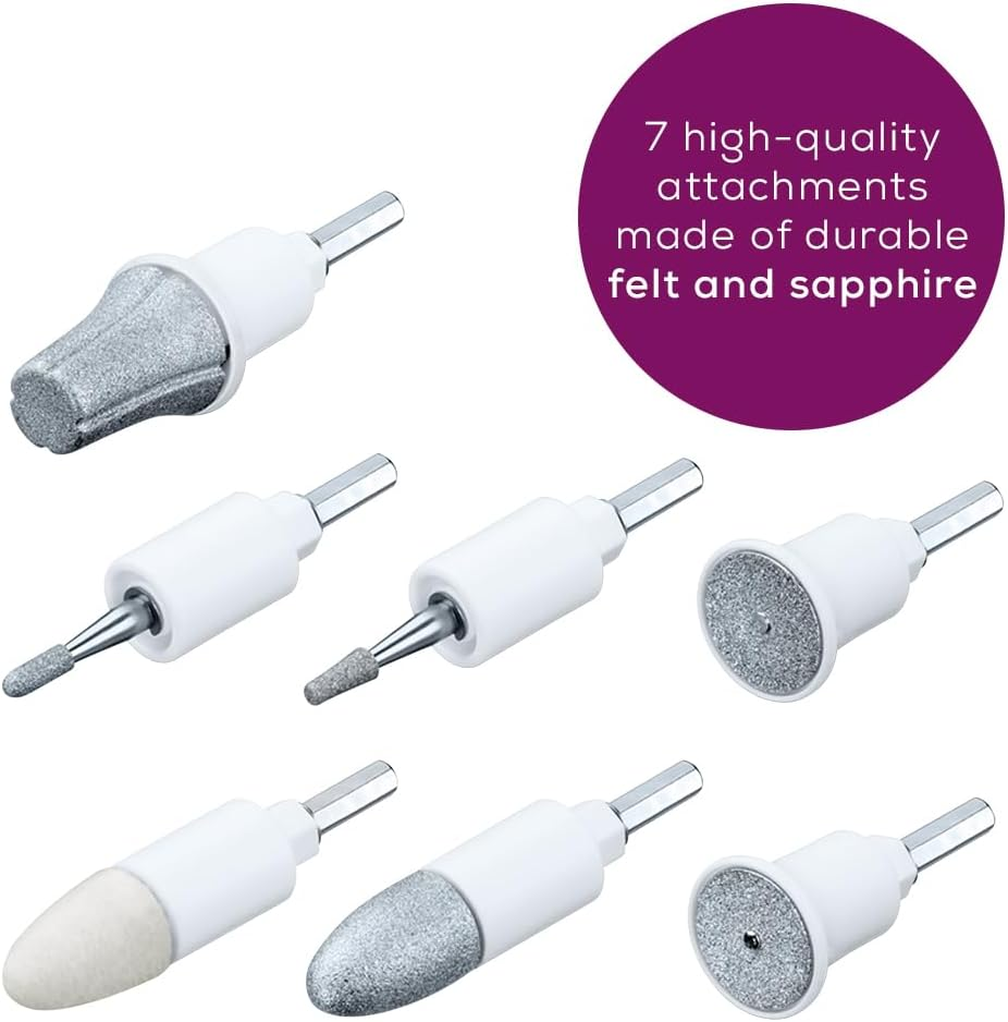 Beurer MP 41 Manicure Pedicure Kit Electric Nail File with 7 Attachments Bright LED Light for Nail Grooming with Storage Bag White 1 Pack image number 1