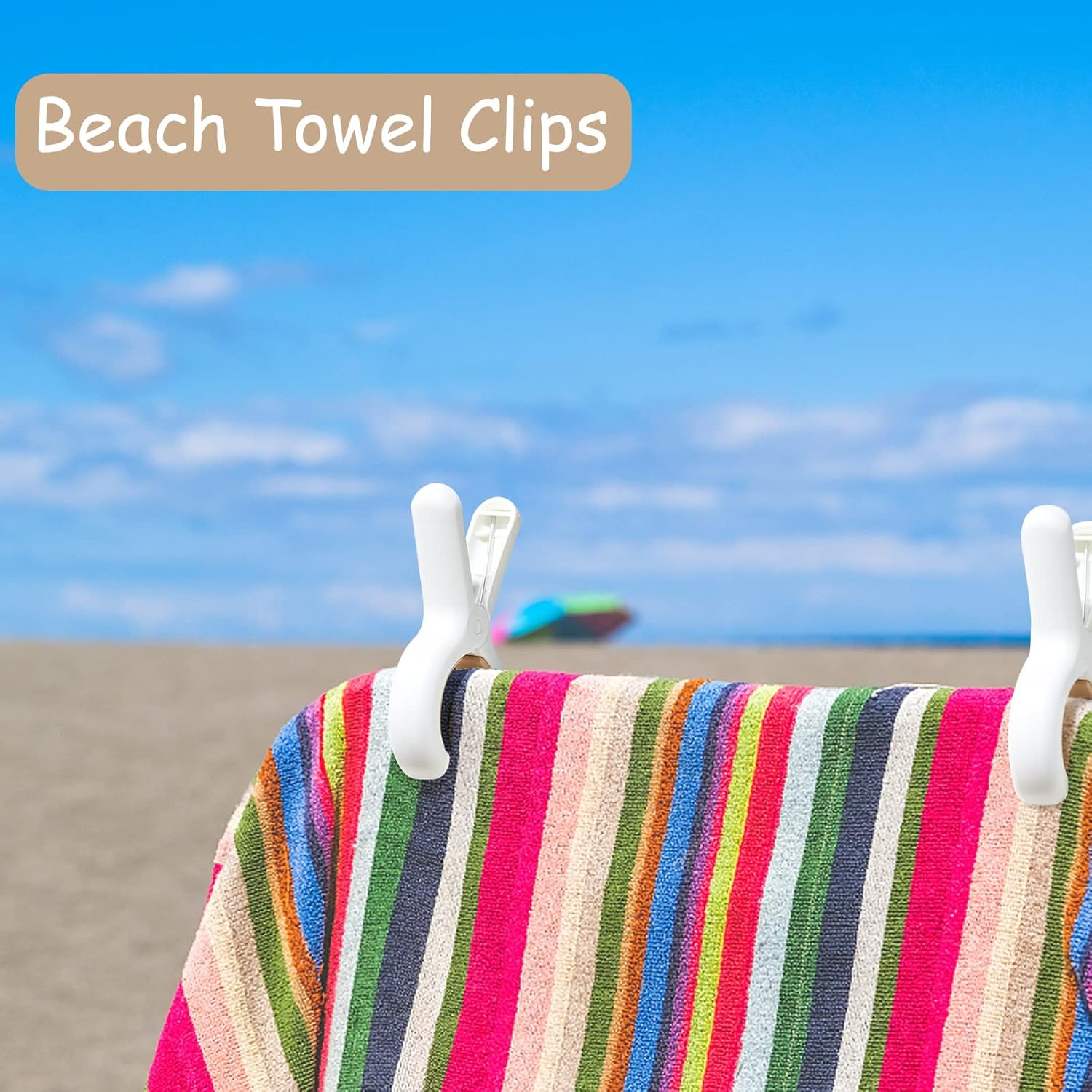 12 Pack Plastic Clothes Pins with Strong Anti-Rust Springs,Heavy Duty Beach Towel Clips,Laundry Clothespins to Keep Your Towel, Clothes, Blankets to Dry on Clothesline and Hanging Rack image number 6