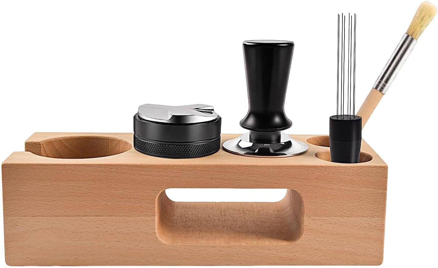 Fenteer Espresso Tamping Stand Set Distributor and Stirrer Espresso Accessories Kits for Tearoom Commercial Cafe Shop Coffee Bar, 54Mm image number 3