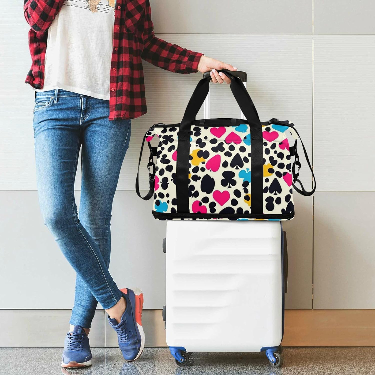 Cheetah Skin Print Texas Hold'Em Workout Bag Travel Weekender Gear Bag with Adjustable Strap for Airplane Traveling Waterproof, Cheetah Skin Print Texas Hold'Em, 1 Size image number 1