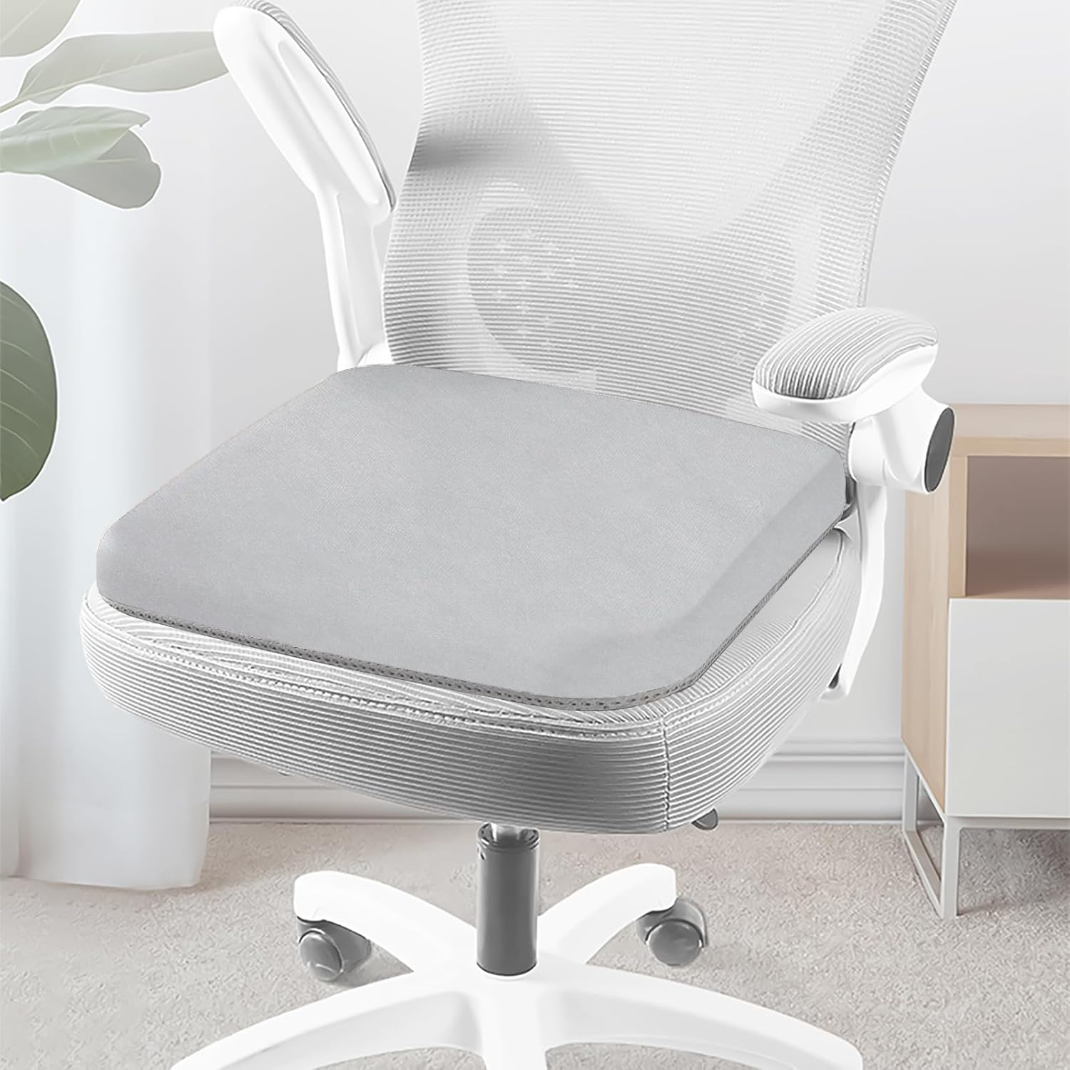 Seat Cushion Large 43X43X6Cm Super Elastic Latex Office Chair Cushion Car Home Office Seat Cushions Softness Breathable Anti-Slip Washable (Light Grey Ice Silk) image number 5