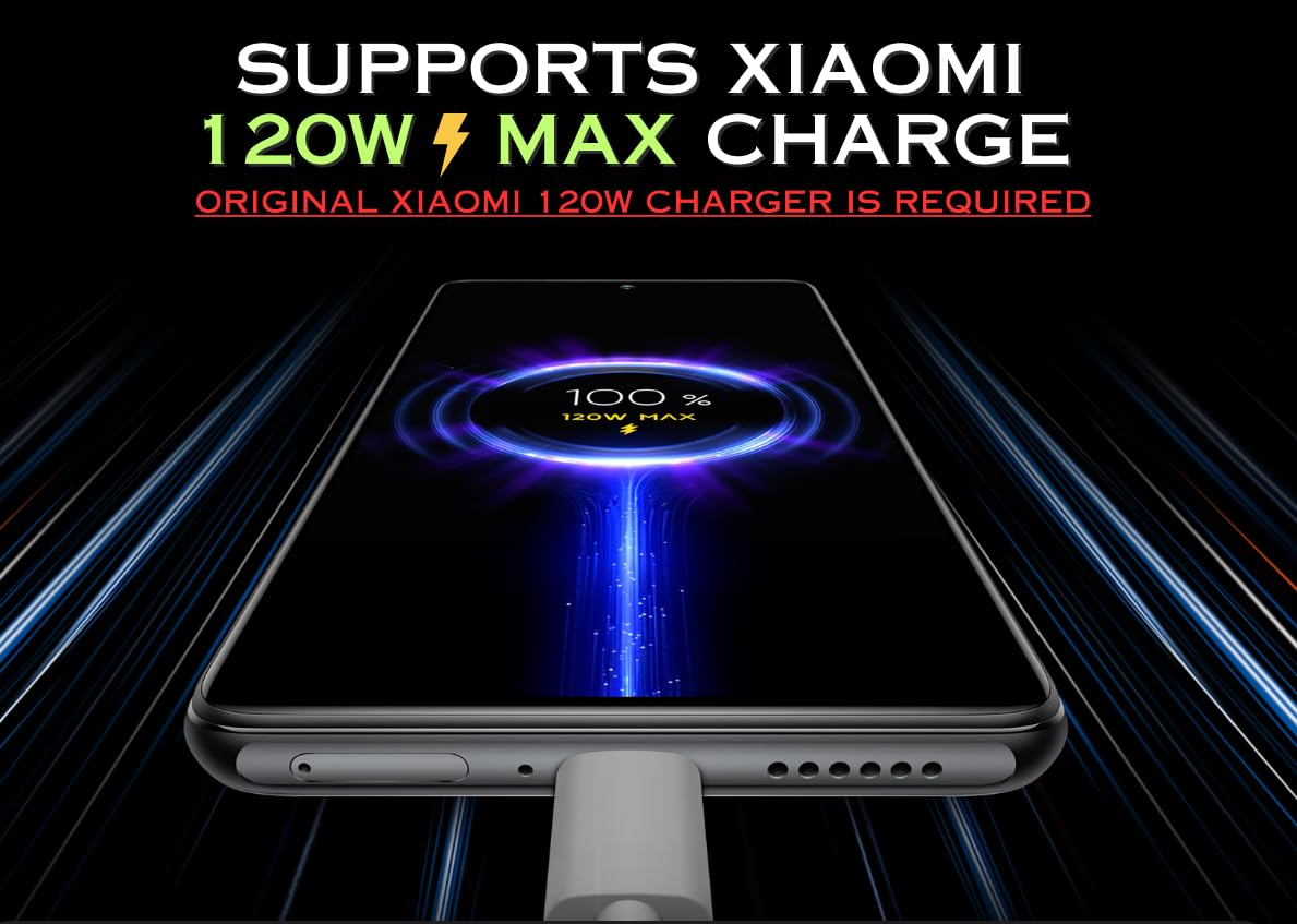 Turbo Charge 120W Cable for Xiaomi, Fast Charging USB Cable 6A Hyper Charge 65W Max. USB C Data Transfer 480 Mbps Android Auto. USB C Cable 67W 6A for Mi 11 Ultra, Xiaomi/Redmi Poco, Black Shark image number 1