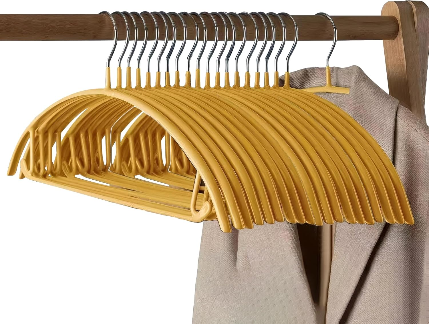 Tongke Clothes Hangers Set 10 Pack, No Bump Rounded Coat Hanger, Metal with Soft Non-Slip PVC Coating, Curved Design, (10, Green)