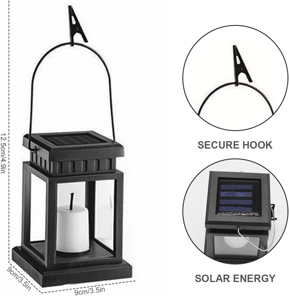 Solar Candle Lantern Outdoor LED Solar Lantern Auto On/Off Solar Landscape Light IP44 Waterproof Hanging Lantern Light for Garden Path Yard Patio Driveway Walkway image number 5