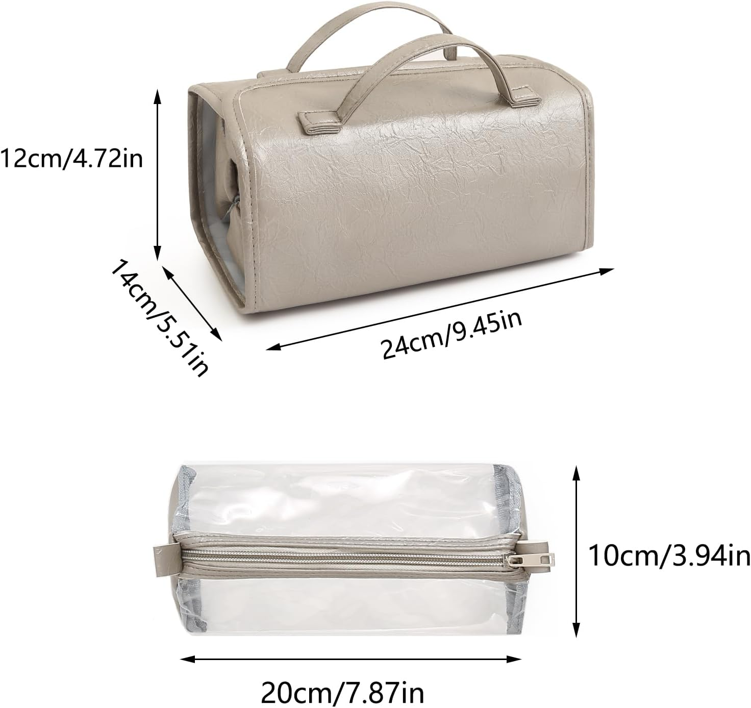 4-In-1 Expandable Makeup Organizer Makeup Bags for Women Cosmetic Bag for Purse Waterproof Cosmetic Bags (Gray) image number 5