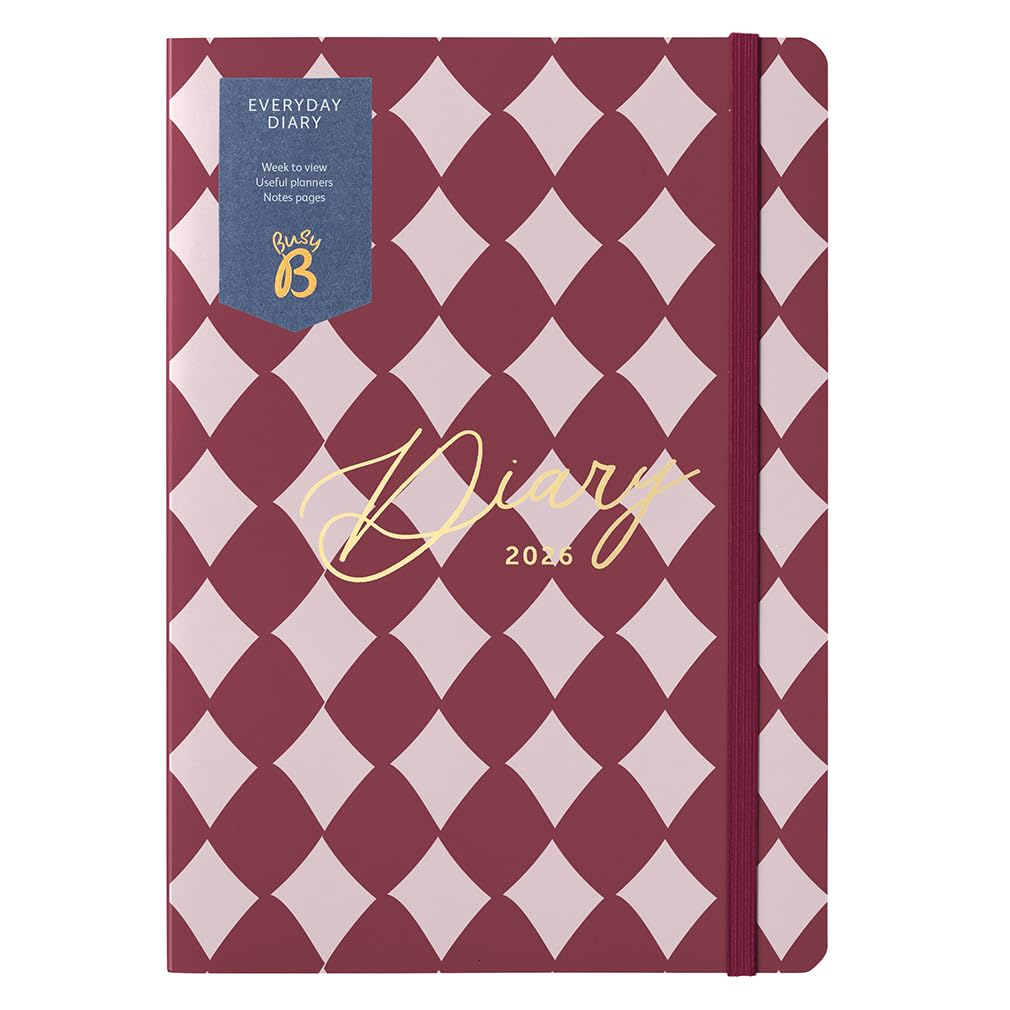Busy B Everyday A5 Weekly Planner Diary 2026 - Compact Diary for Students, Teachers, Work & More with Week-To-View Layout Jan - Dec, Useful Planners, Notes Pages & Elastic Closure Band - Harlequin image number 5