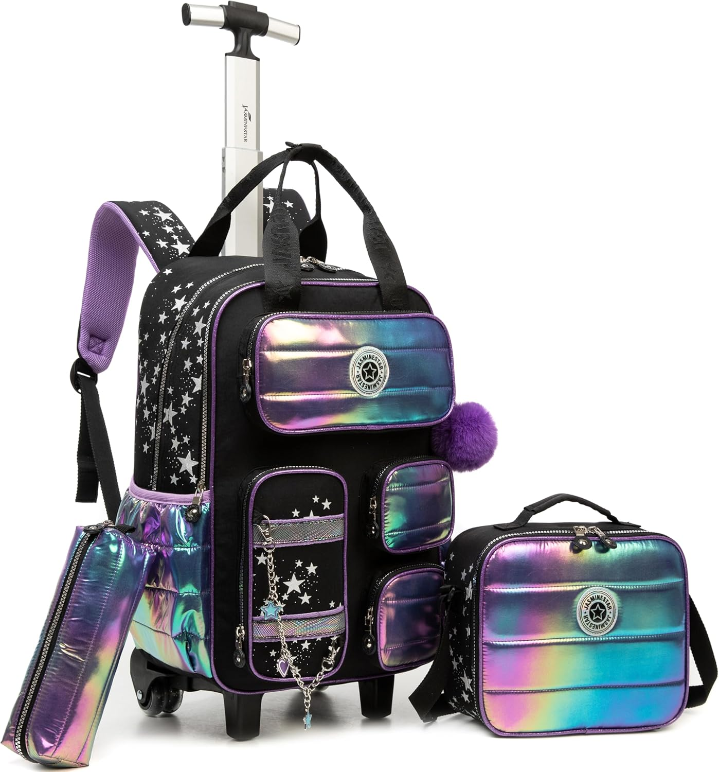 MYHSBYO Rolling Backpack for Girls and Boys Backpack with Wheels Travel Luggage Suitcase