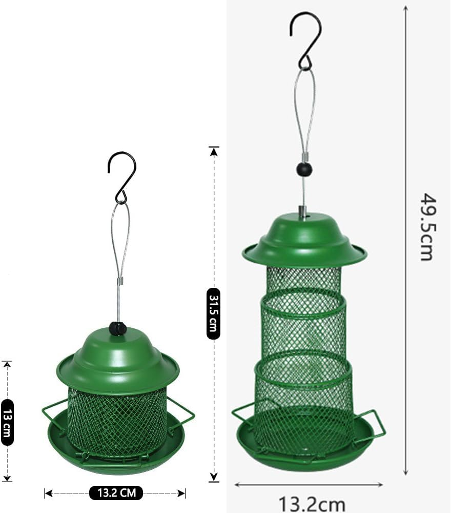 MTSDM 2Pcs Large Wild Bird Feeders for Outdoors Hanging, Bird Feeders for Outdoors, Retro Pagoda Design Fun Installation Bird Feeder, Hanging Wild Bird Feeder, Metal Bird Feeders image number 6