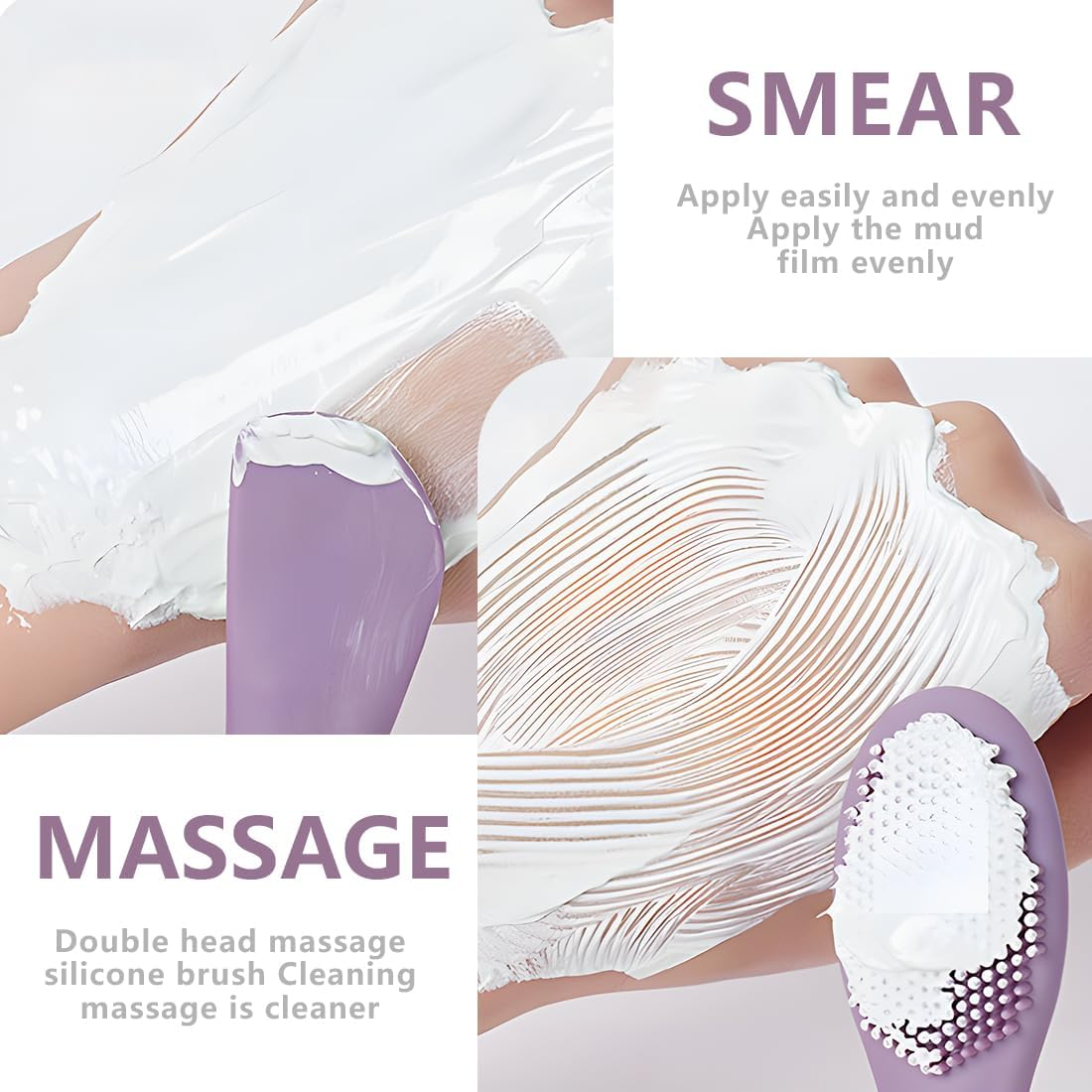 VAEIORP Double Sided Mask Brush Set of 2 - Purple & Nude Soft Silicone Brushes for Applying & Cleaning