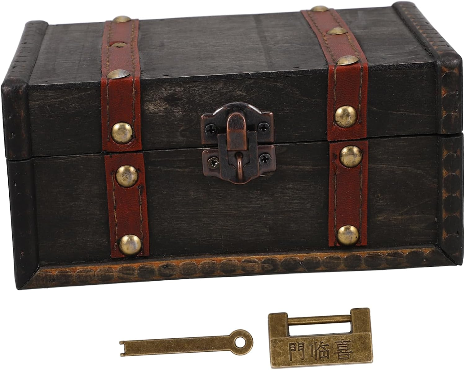 Timber Treasure Chest Vintage Decorative Storage Box Locking Lid for Jewelry image number 1