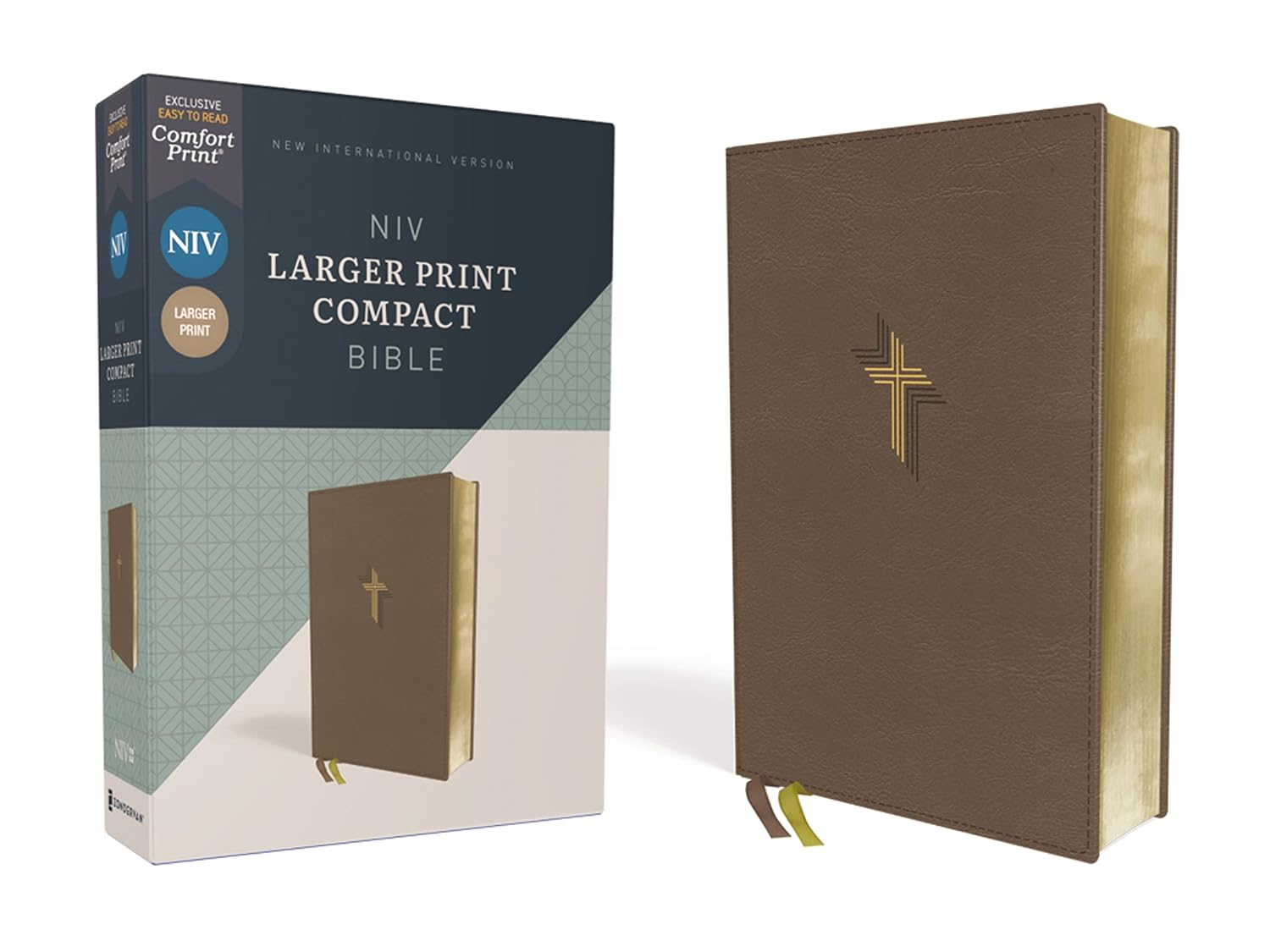 NIV Larger Print Compact Bible, Red Letter, Comfort Print [Brown image number 3