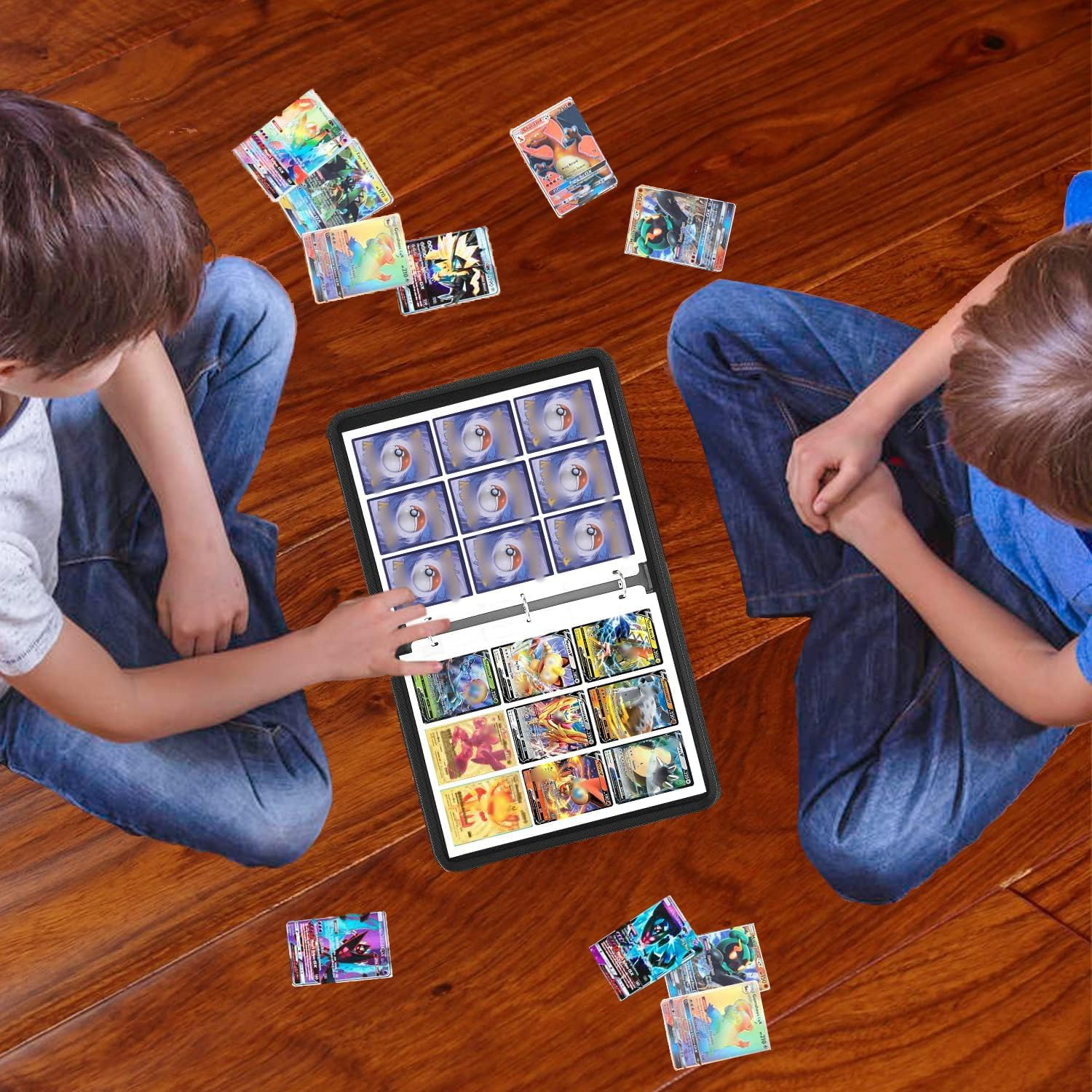 Igolife Trading Card Binder 9 Pocket, Portable Collector Binder for 900 Cards, Double Sided Pocket PU Card Collection Album, Card Folder for Baseball, TCG, Sports Cards, Game Cards, Black image number 5