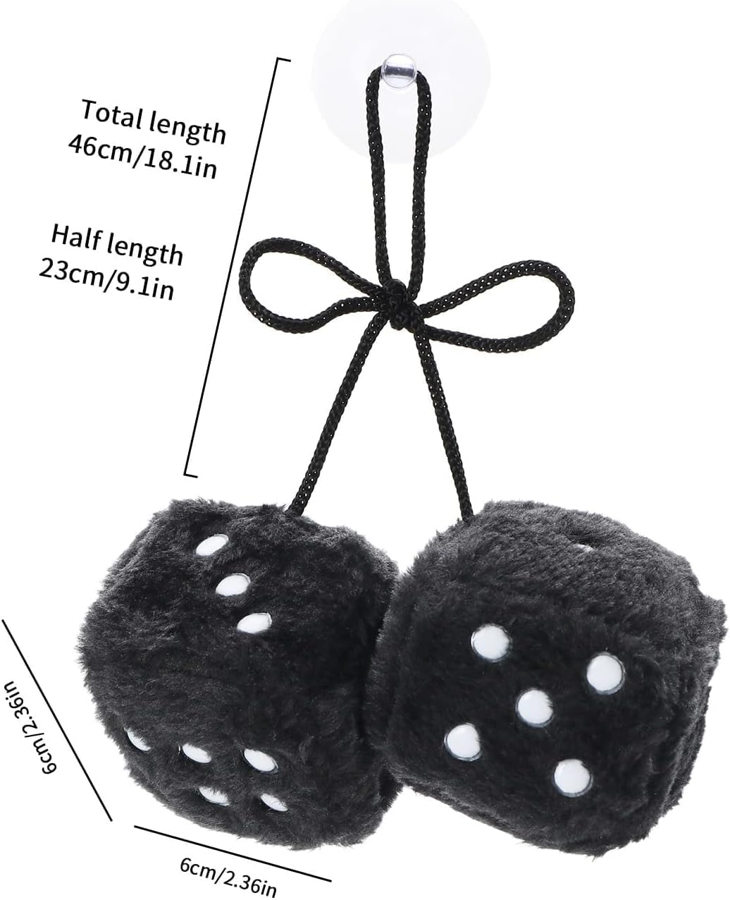 ZUJIACUN 6Cm Car Hanging Plush Dice Soft Dice Decoration with Suction Cup Hanging Decoration Hanging Dice Pendant with Point Hanging Decoration for Car Interior Home Office image number 4