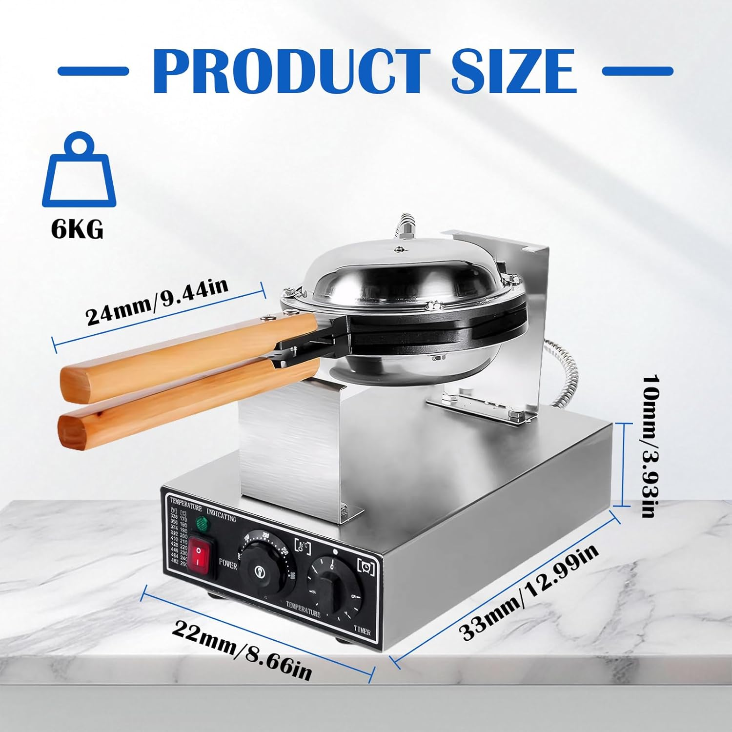 JUMEIYP Commercial Electric Egg Waffle Maker, Bubble Puffle Cake Maker Machine, Non-Stick Pan, 50℃ to 250℃ Temperature and Timer Control, 180&deg; Rotation image number 4