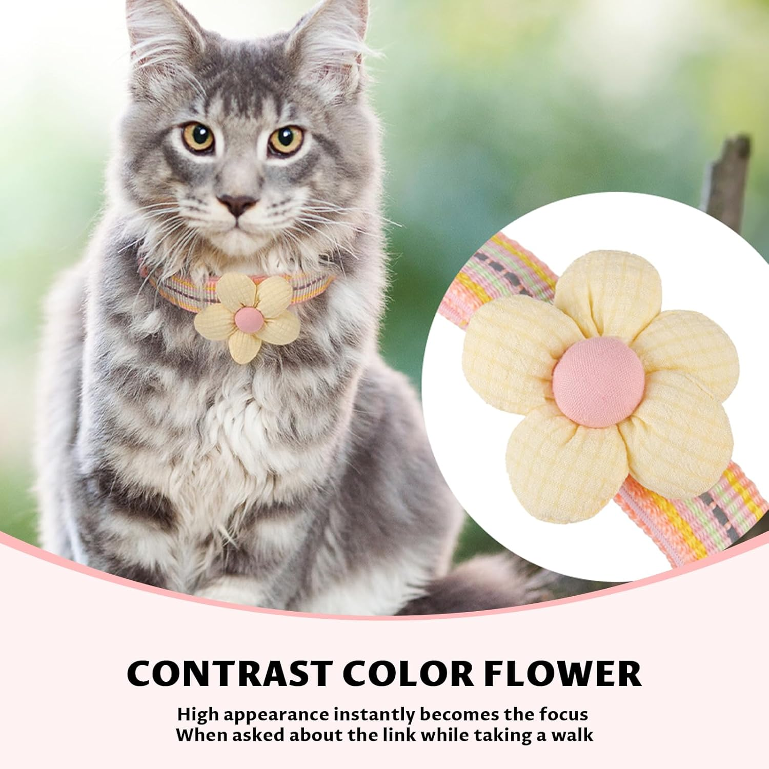 Velmoriah Small Dog Collar with Rose Flower, Puppy Collar with Reflective Strips, Girl Dog Collars for Small Dogs Puppies (Pink, S) image number 1