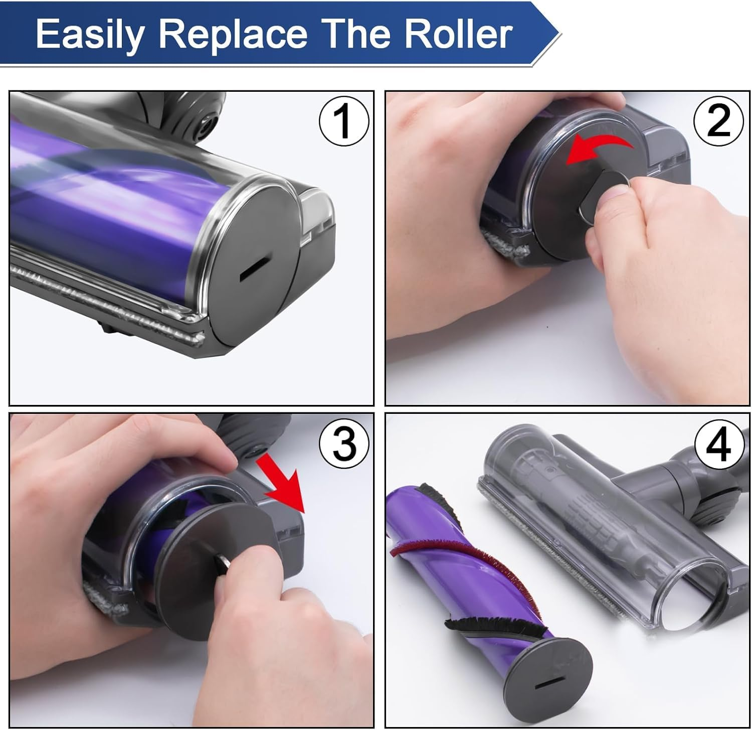 Quick-Release Roller Motorhead Cleaner Compatible with Dyson V7 V8 V10 V11 V15 Vacuum Cleaner Animal Absolute Models Cleaner Head Replacement Part Accessories Electric Head for Hardwood Floor Carpets image number 2