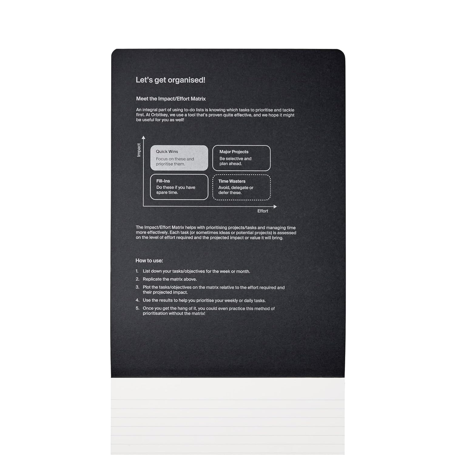 Orbitkey Notepad | an A4 Notepad with Lined Pages | Printed with Soy Ink on Recycled Fsc-Certified Paper and Bound with Cotton Thread | Compatible with Compendium A4 image number 3