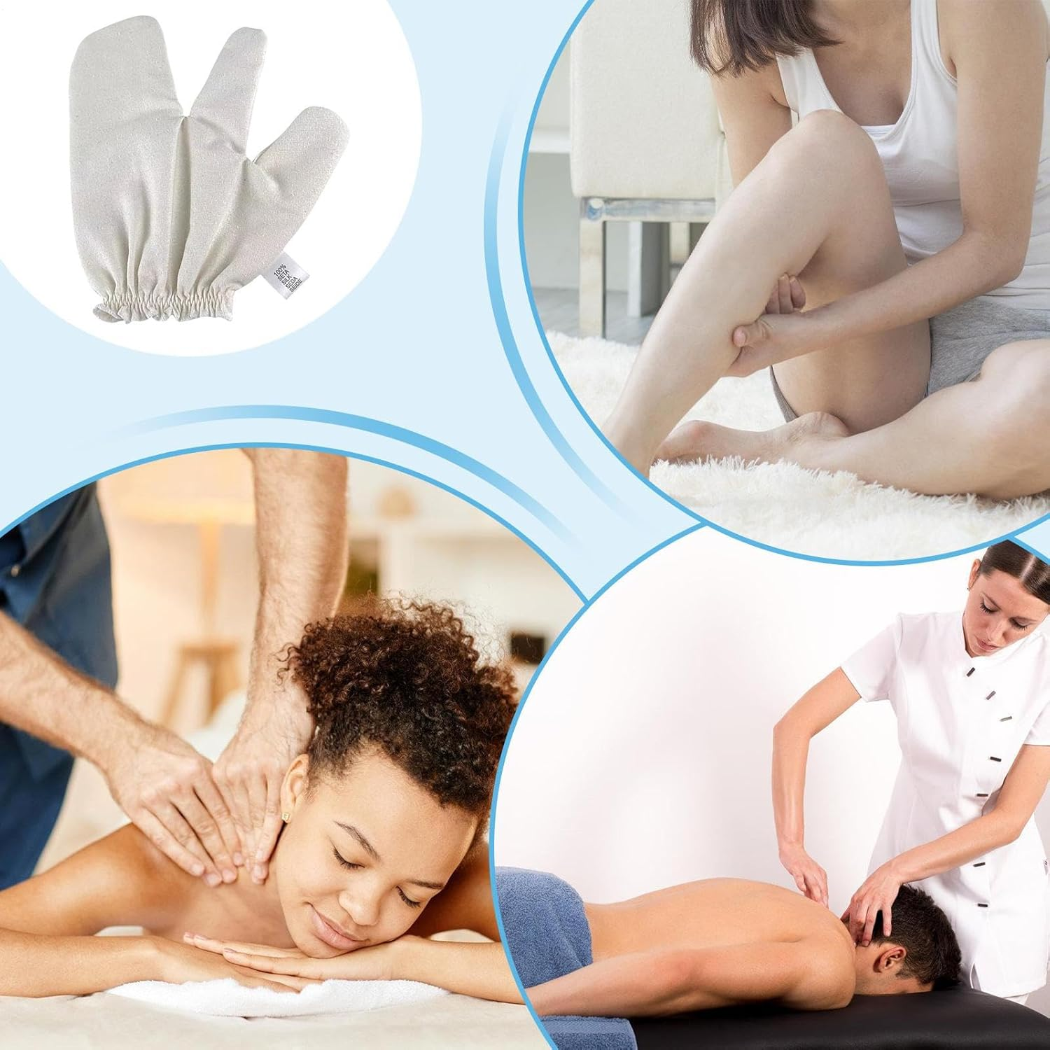 Garshana Gloves,100% Natural Raw Silk Fabric Massage Gloves,Reusable Raw Silk Mitts Dry Brushing,Deep Body Scrub Mitts for Ayurvedic Massage,Blood Flows Stimulation,Dead Cell Removal,Stress Reduction image number 2