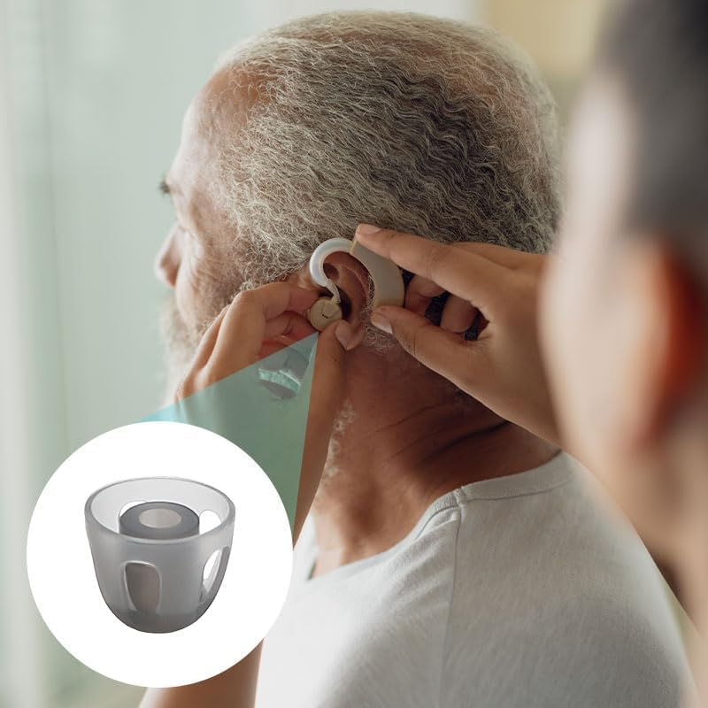12 PCS Hearing Aid Dome Earbuds Accessories, Soft Silicone Alternative Black Layer Open Dome Detachable Hearing Aid Earbuds for Moderate Elderly Hearing Loss Impairment (S)
