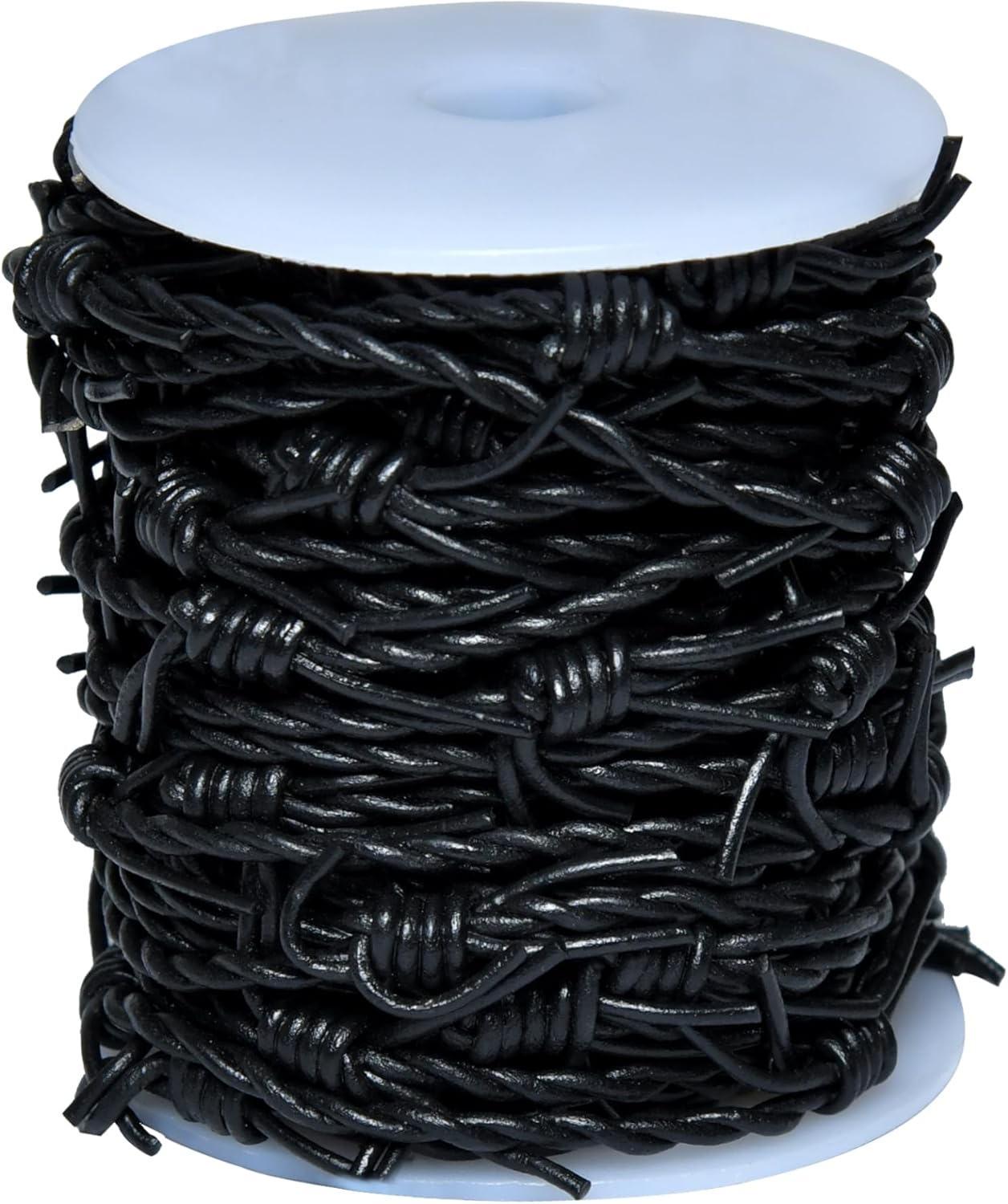 Metallic Cords Essentials Fake Barbed Wire Braid of 1.5 Mm round Leather Cord 10 Meter (32.8 Feet) (Blood Red)