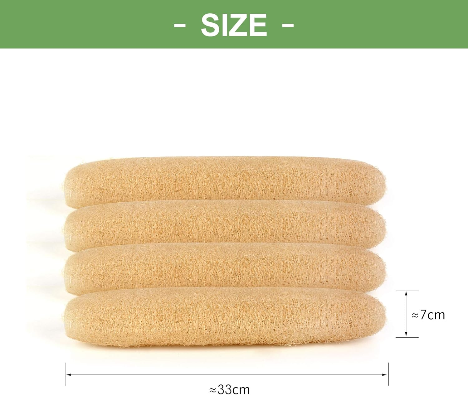 LOBO Natural Shower Loofah Sponges Large Whole Organic Luffa Exfoliating Sponge for Daily Bath Loofa Scrubbers Sponges SPA Beauty - 4 PCS