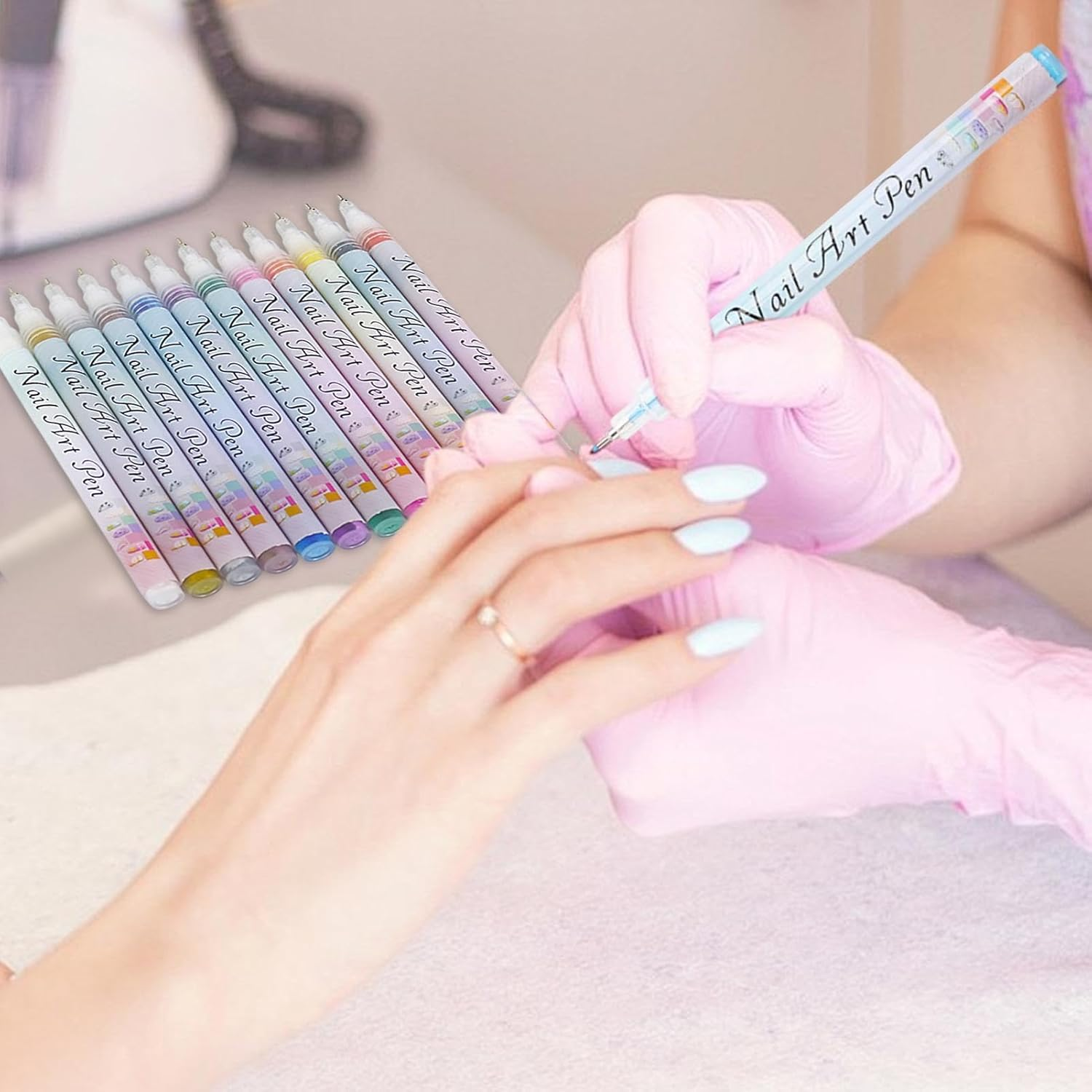 Nail Polish Sets for Women | 12-Color Waterproof Acrylic Nail Graffiti Pen Set | 0.5Mm Toes Top Drawing Markers Graffiti Set for Thin Detail image number 2