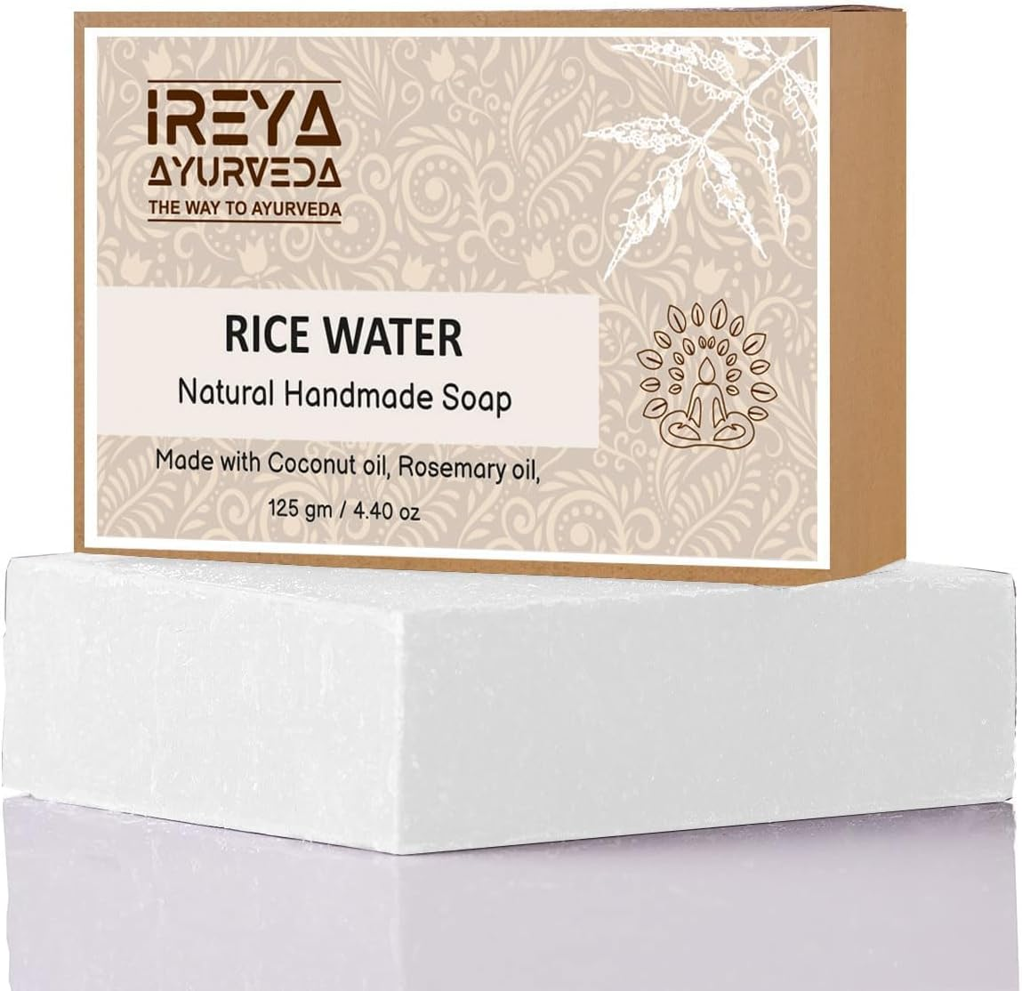 Ireya Ayurveda Rice Water Soap Rosemary and Coconut Oil Soap, Rice Water Soap 1 Count Pack of 1 image number 4