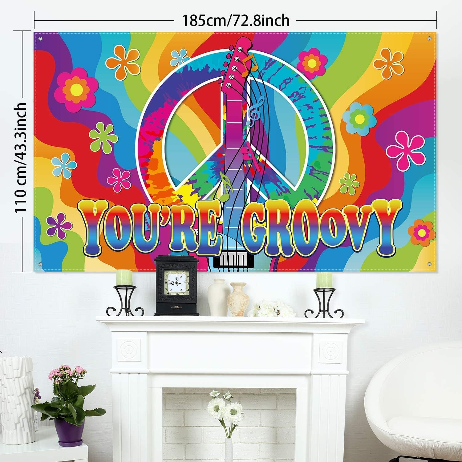 Groovy Sign 60'S Party Scene Setters Wall Decoration 60'S Theme Party Decorations, 60S Photo Backdrop Banner for Hippie Theme Groovy Party image number 6