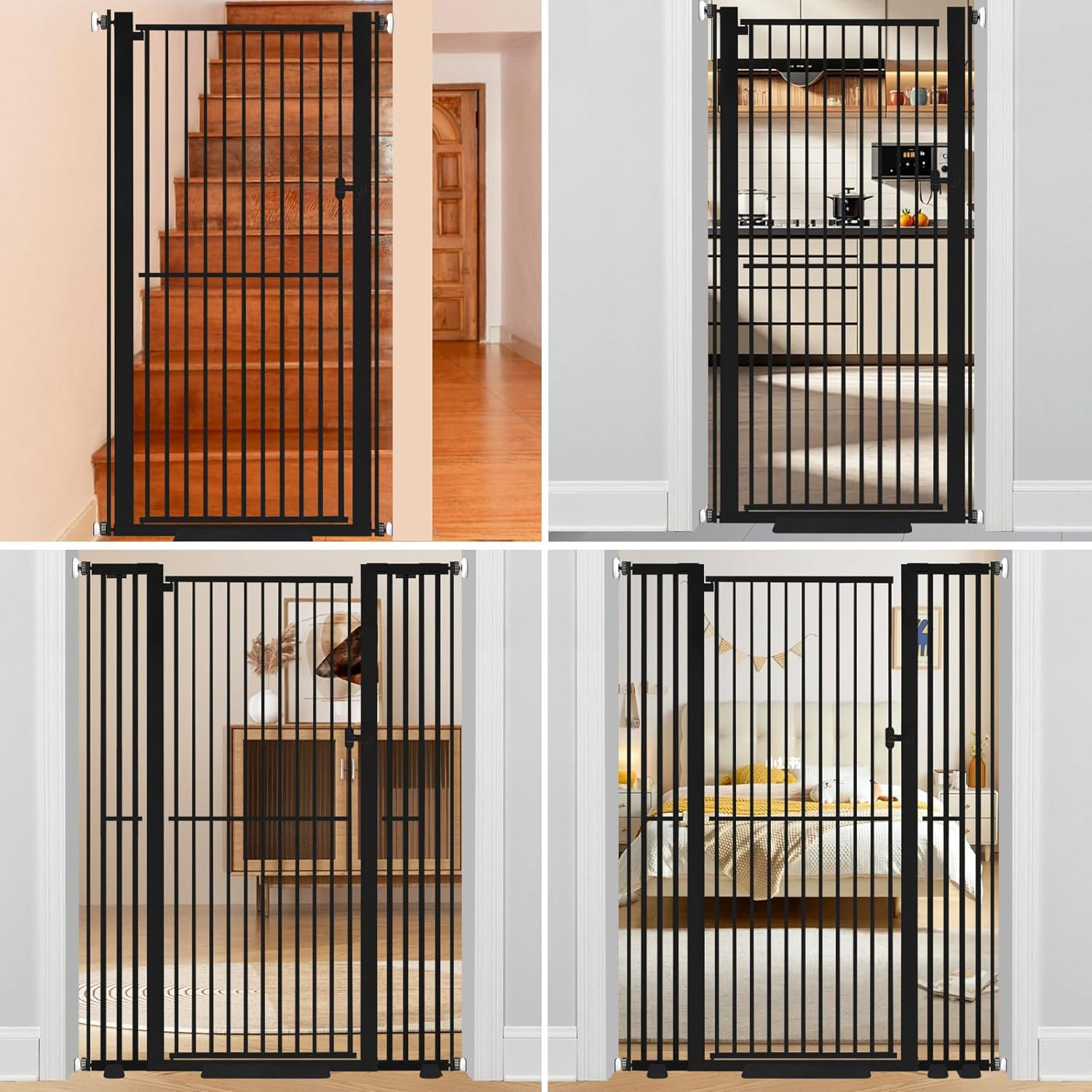 Extra Tall 180Cm Pet Gate for Cats and Dogs, Tall Cat Gate Indoor, Baby Gate for Doorways and Stairs, Metal Walk through Cat Safety Gate, No Drill Cat Gate for Hallway, Fits 76&ndash;118Cm Wide Openings image number 5