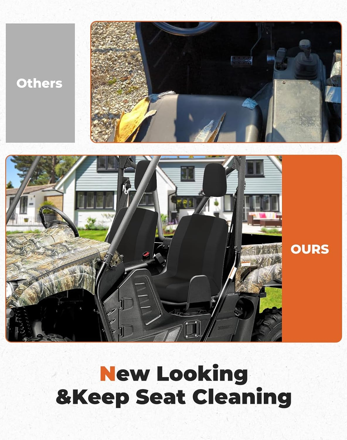 KEMIMOTO Seat Covers,Bucket Seat Cover Set Compatible with Rhino 450, Rhino 660, Rhino 700, Water-Resistance UTV Seat Covers Fits with Rhino Seat Cover with Headrest Cover Seat Cover Accessories 2PCS image number 4