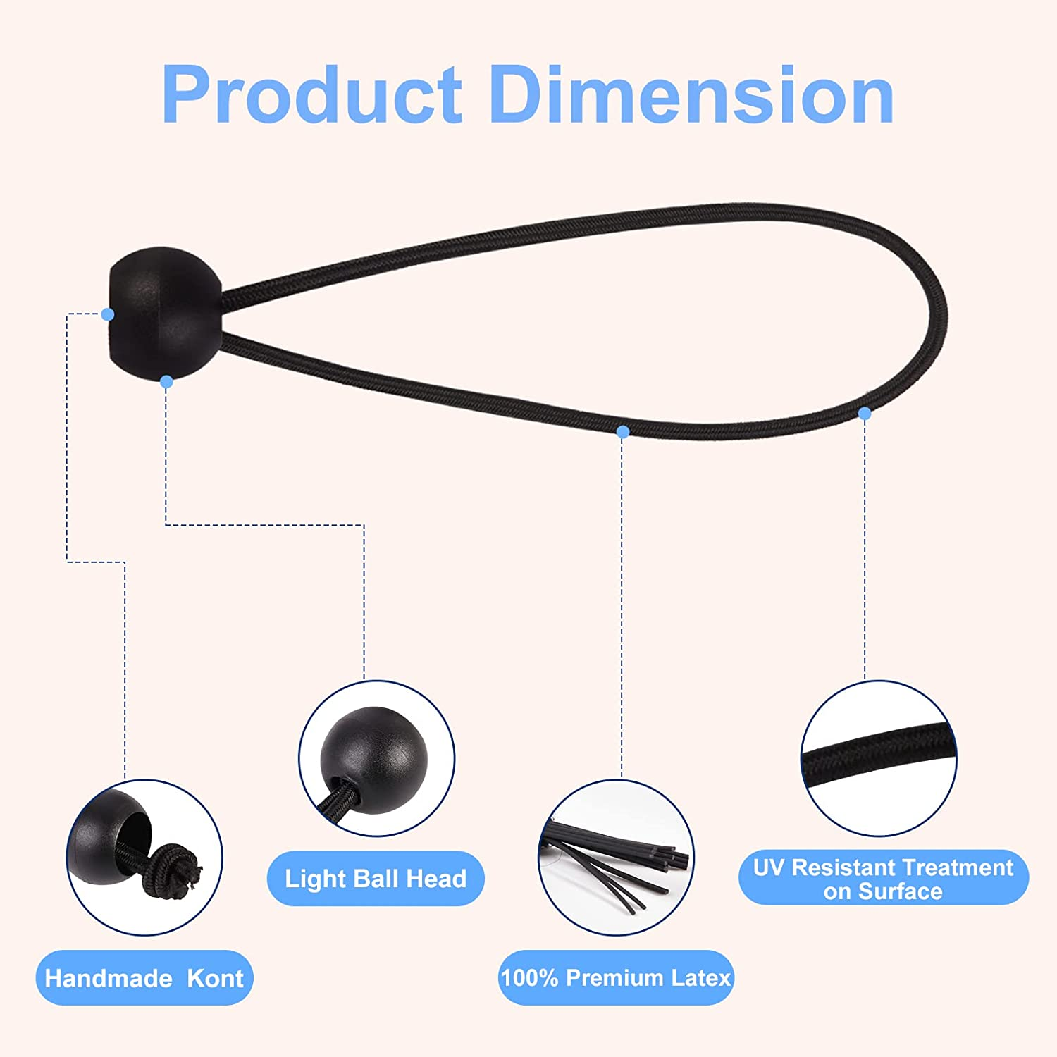 30PCS of 3 Sizes Ball Bungee Cords, 6, 9, 11 Inch Tarp Canopy Bungee Balls, Heavy Duty Tie down Cord for Shelter, Gazebo, Camping, Tent, Cargo, Holding Wire and Hoses, Patio Umbrellas, Awning image number 1